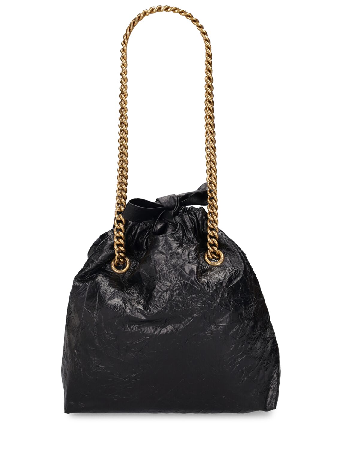 Shop Balenciaga Small Crush Leather Tote Bag In Black