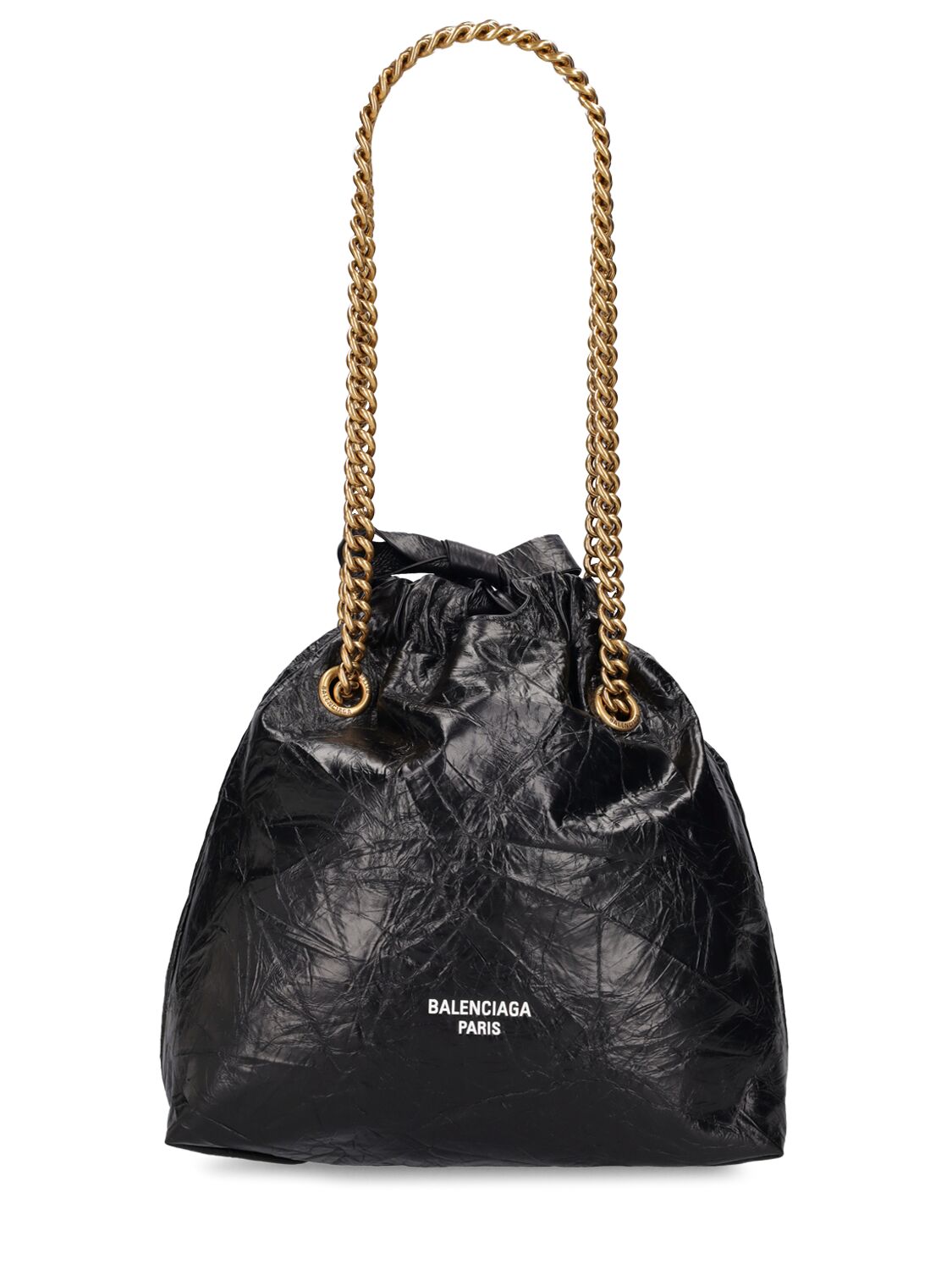 Balenciaga Small Crush Leather Tote Bag In Black