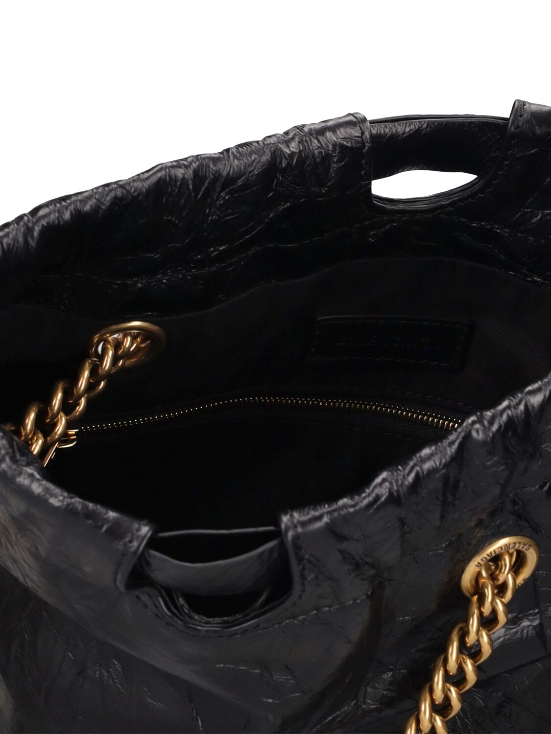 Shop Balenciaga Small Crush Leather Tote Bag In Black