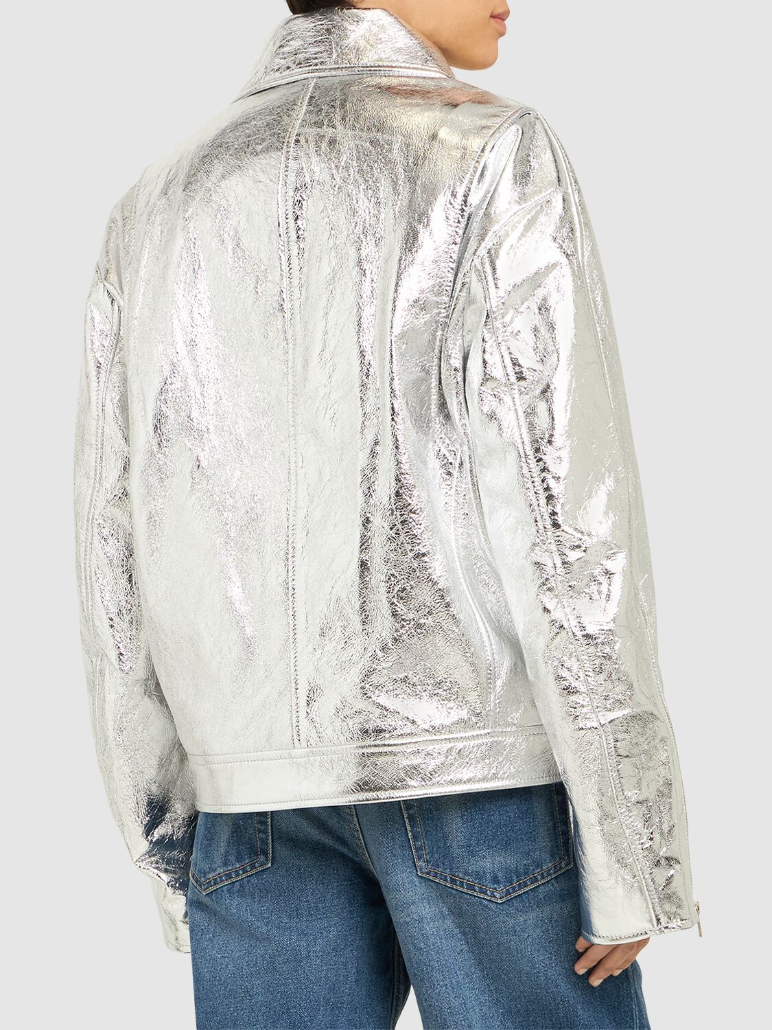 Shop Interior The Sterling Leather Jacket In Silver