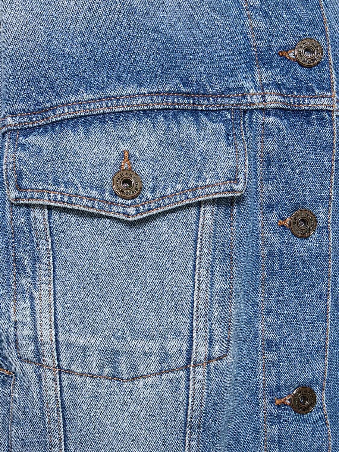 Shop Weekend Max Mara Pio Oversize Cotton Denim Jacket In Blue