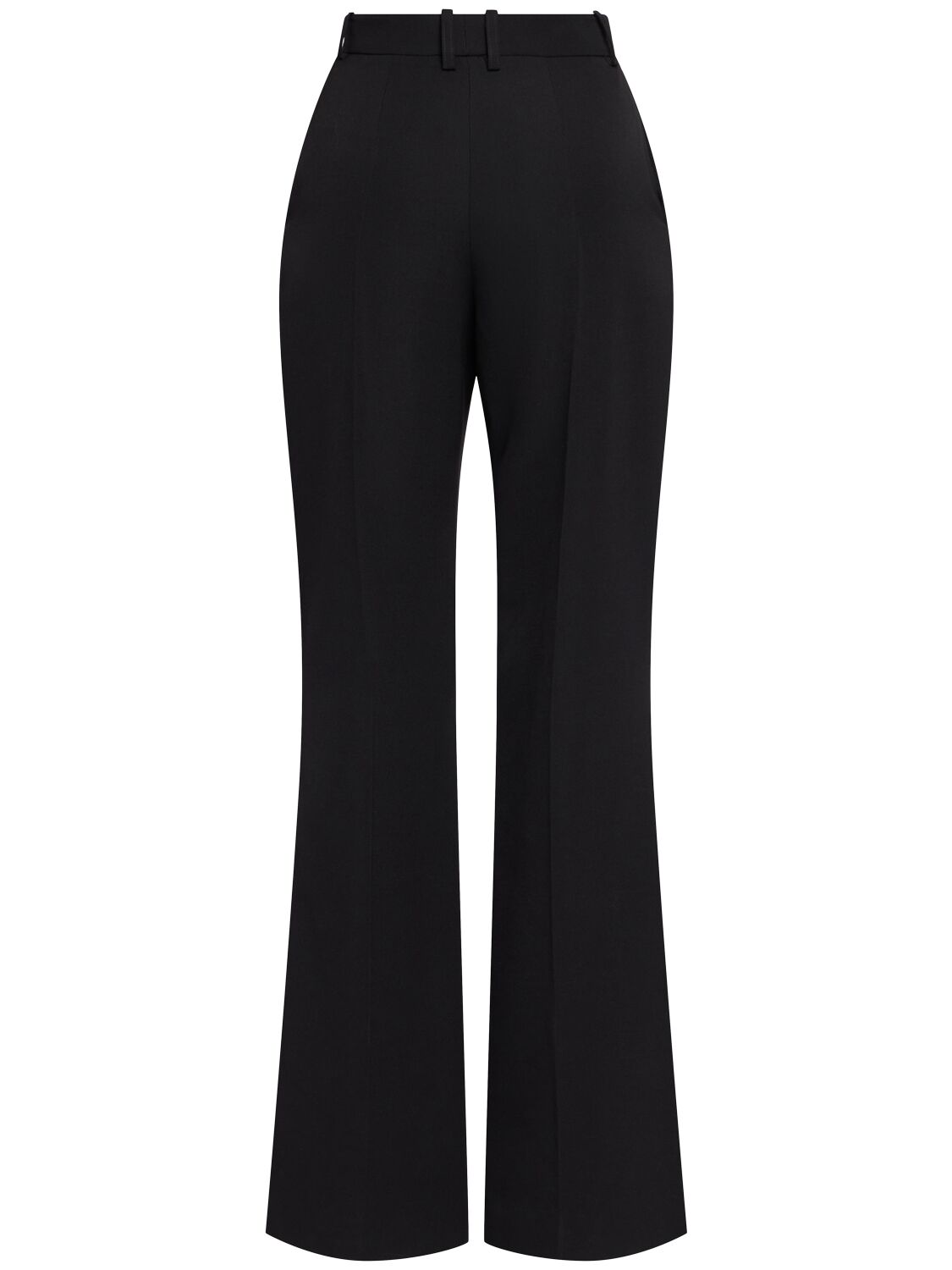 Shop Balmain Wool High Rise Flared Pants In Black