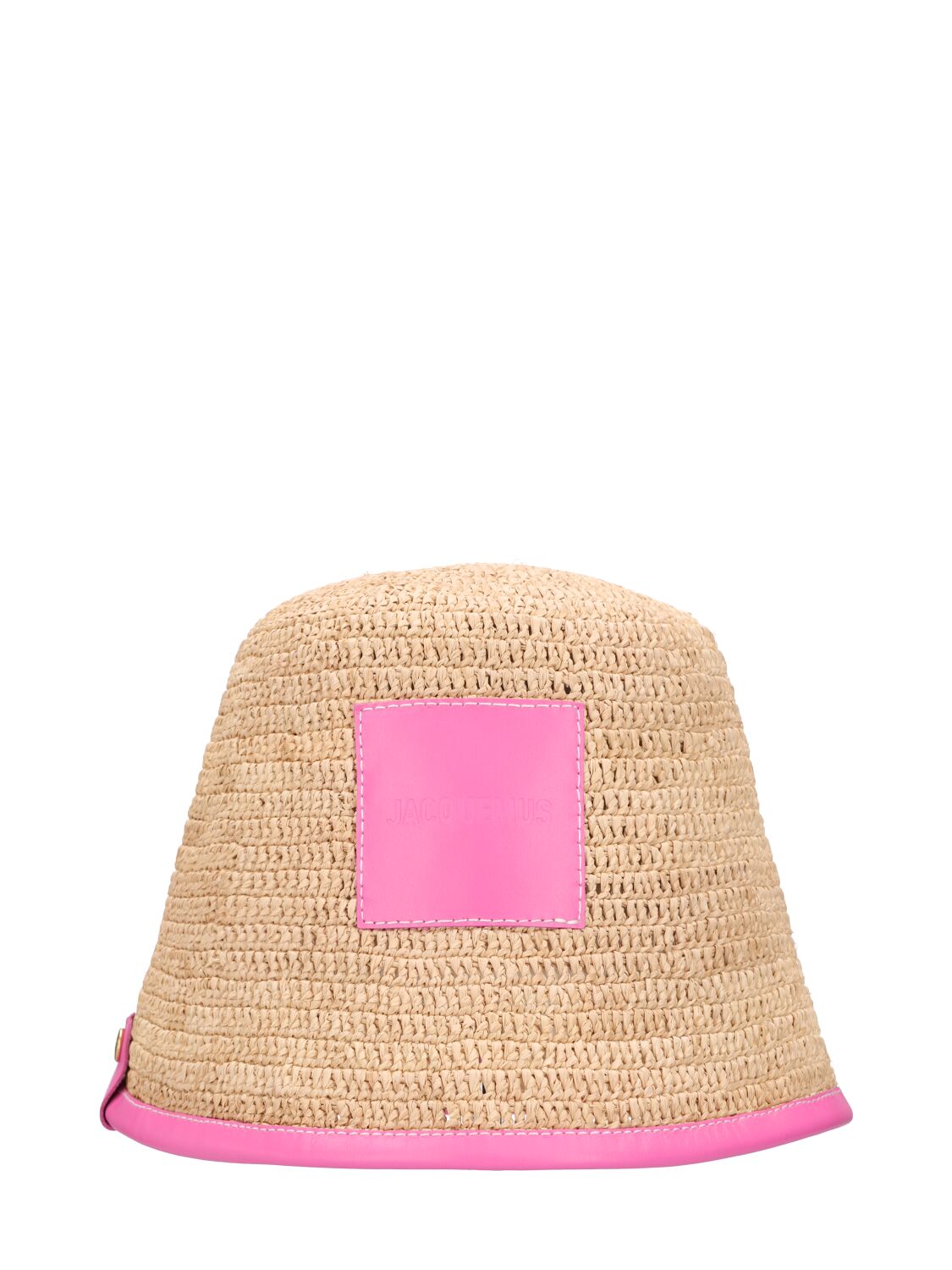 Shop Jacquemus Le Bob Soli Raffia Bucket Hat In Neon Pink
