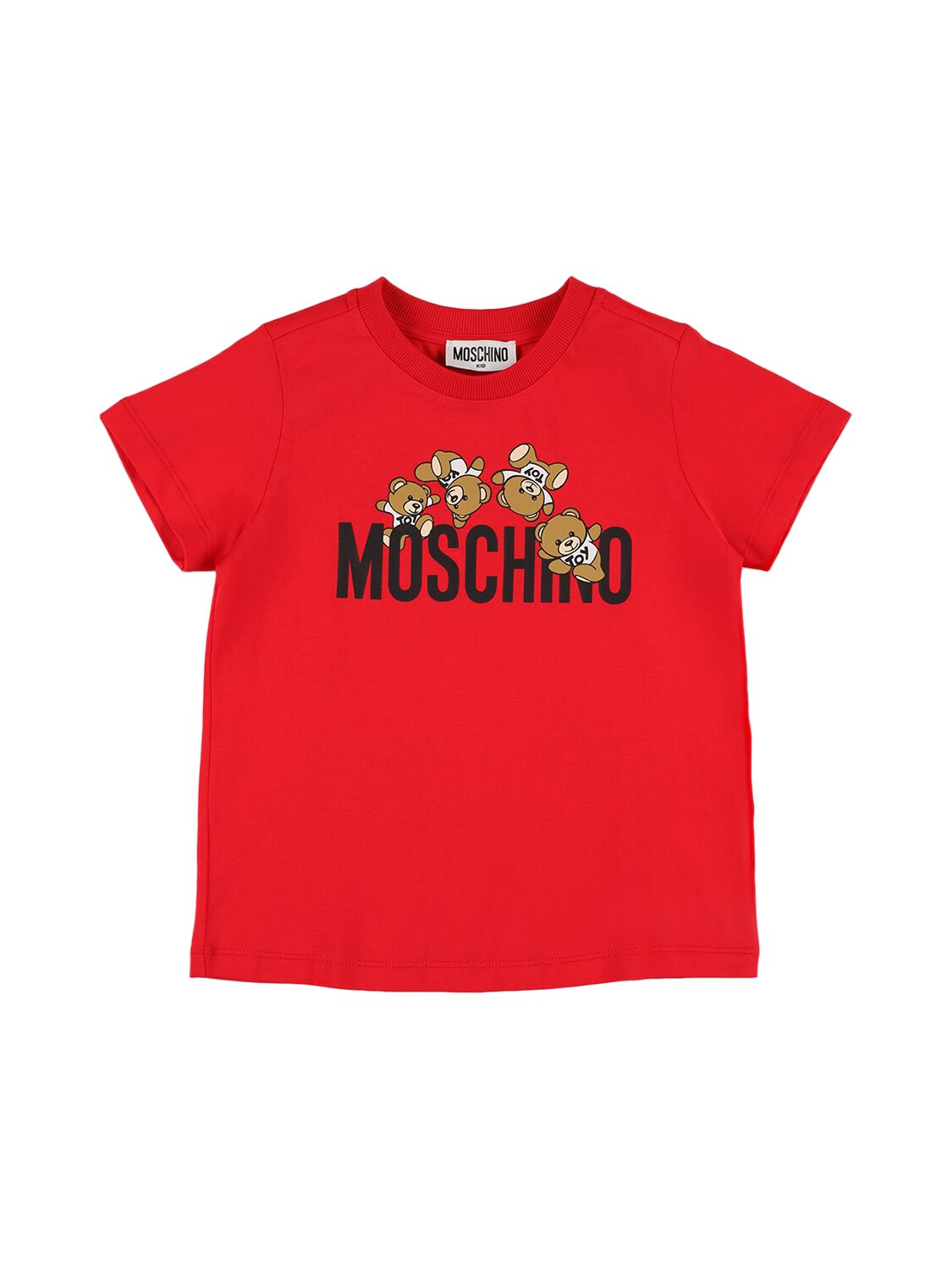 Moschino Kids' Cotton Jersey T-shirt In Red