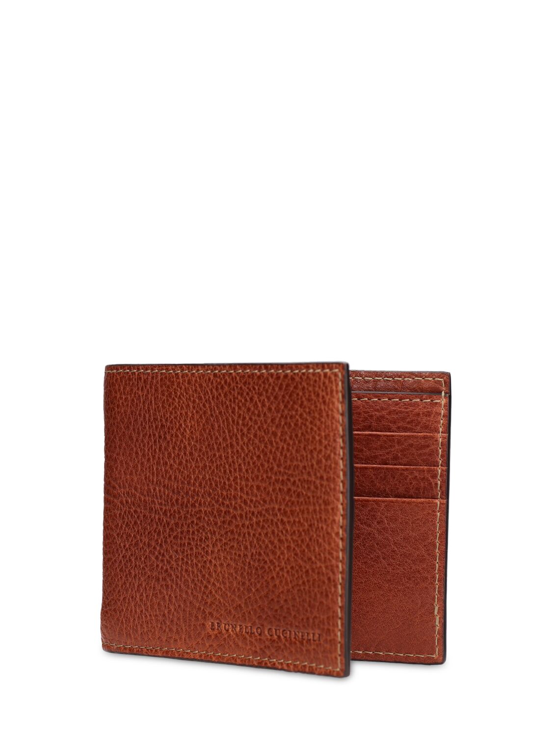 Shop Brunello Cucinelli Leather Logo Wallet In Copper