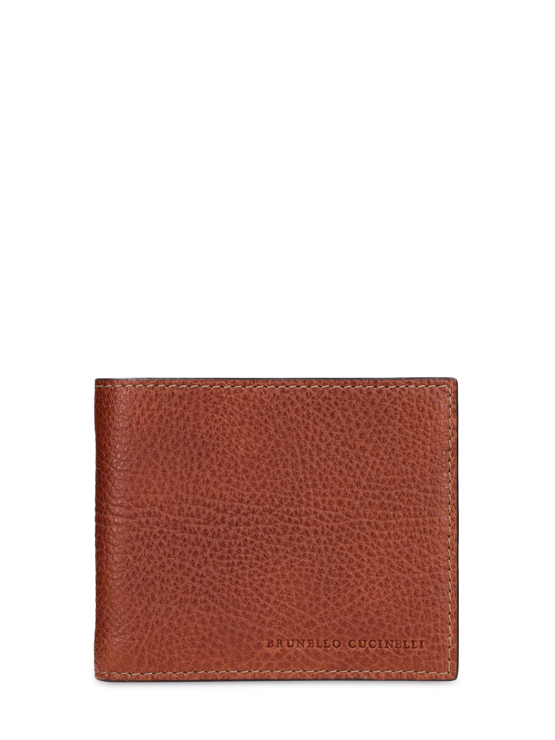 Brunello Cucinelli Leather Logo Wallet In Copper