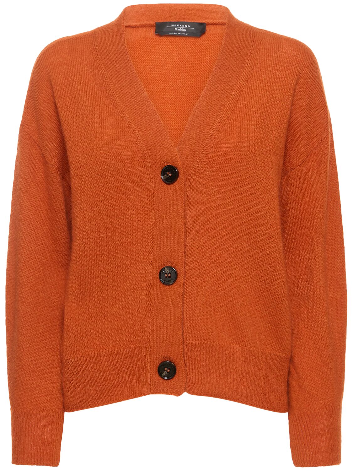Weekend Max Mara Oblio Mohair Blend Knit Cardigan In Dark Orange