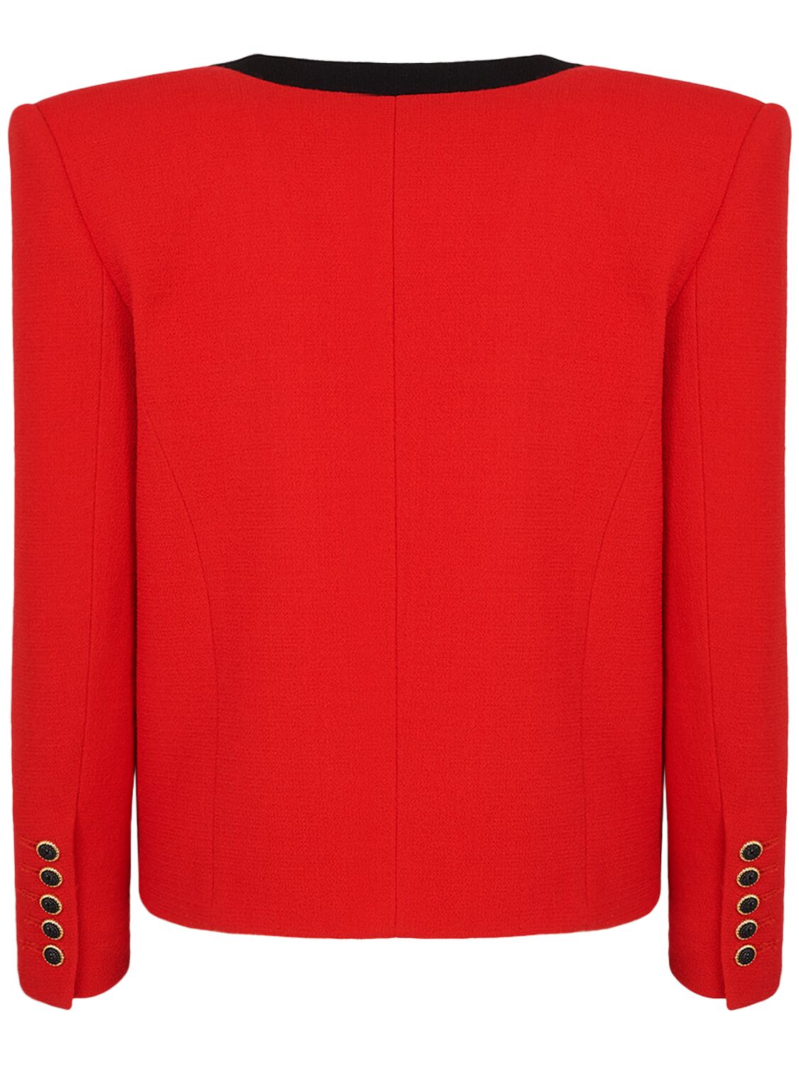 Shop Balmain Shawl Collar Double Wool Crepe Jacket In Red,black