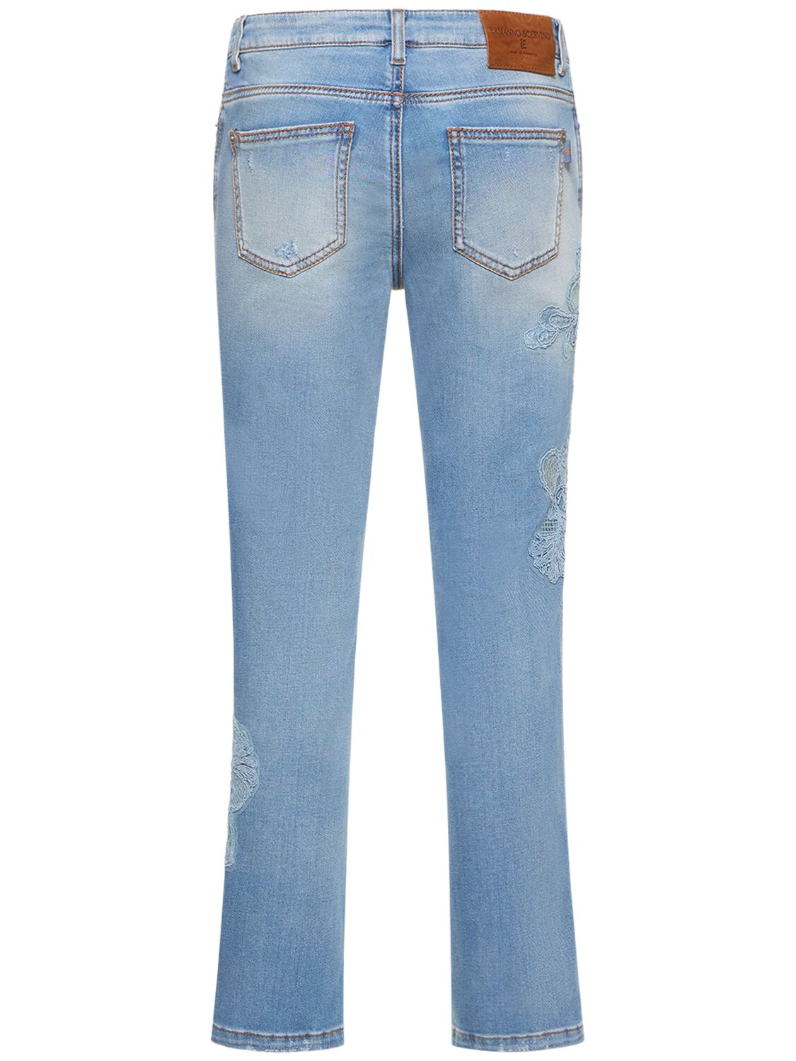 Shop Ermanno Scervino Denim Mid Rise Skinny Jeans W/embroidery In Blue
