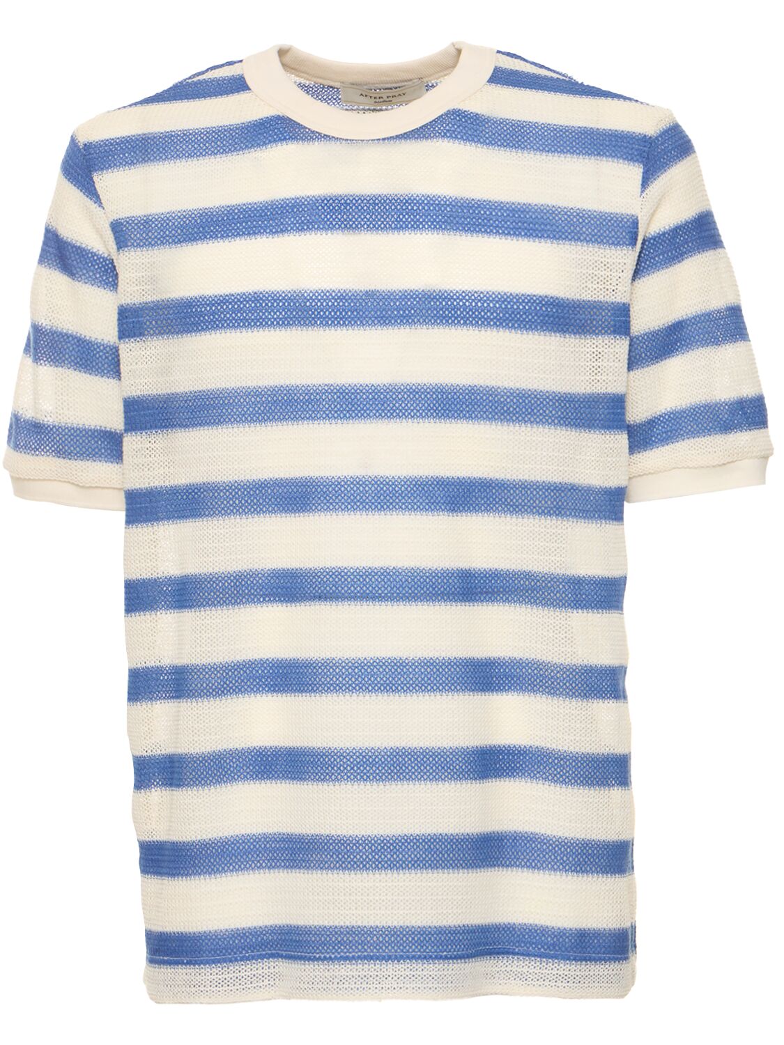 After Pray Striped Mesh Knit T-shirt In Blue