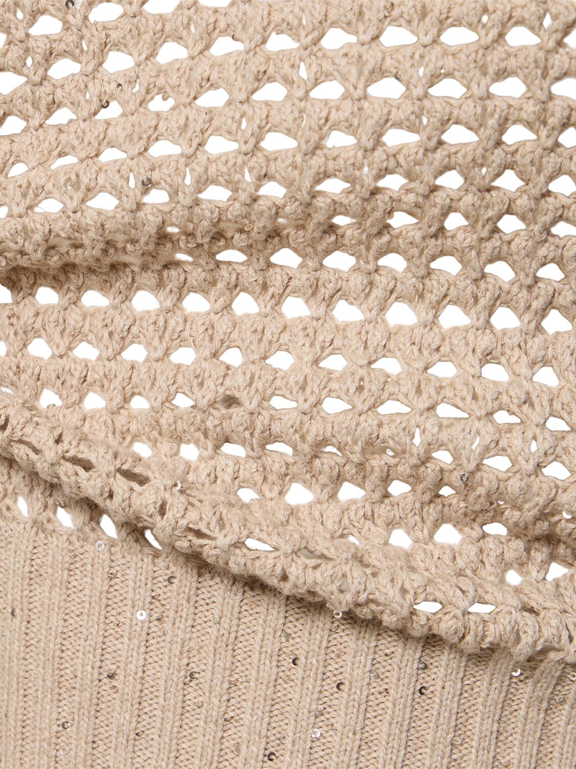Shop Brunello Cucinelli Open Knit Cotton Blend Vest In Beige