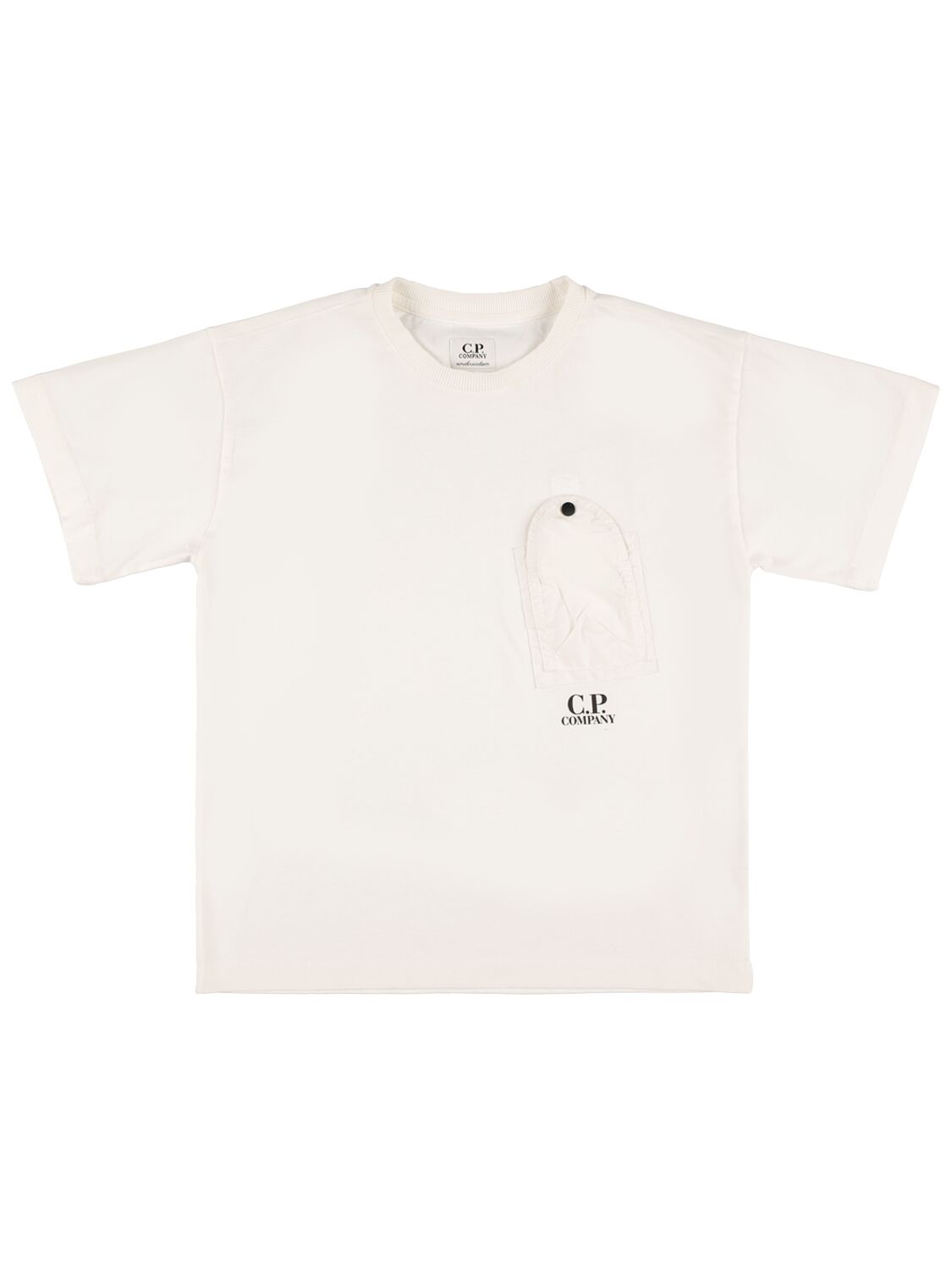 C.p. Company Kids' Cotton Jersey T-shirt W/pocket In White