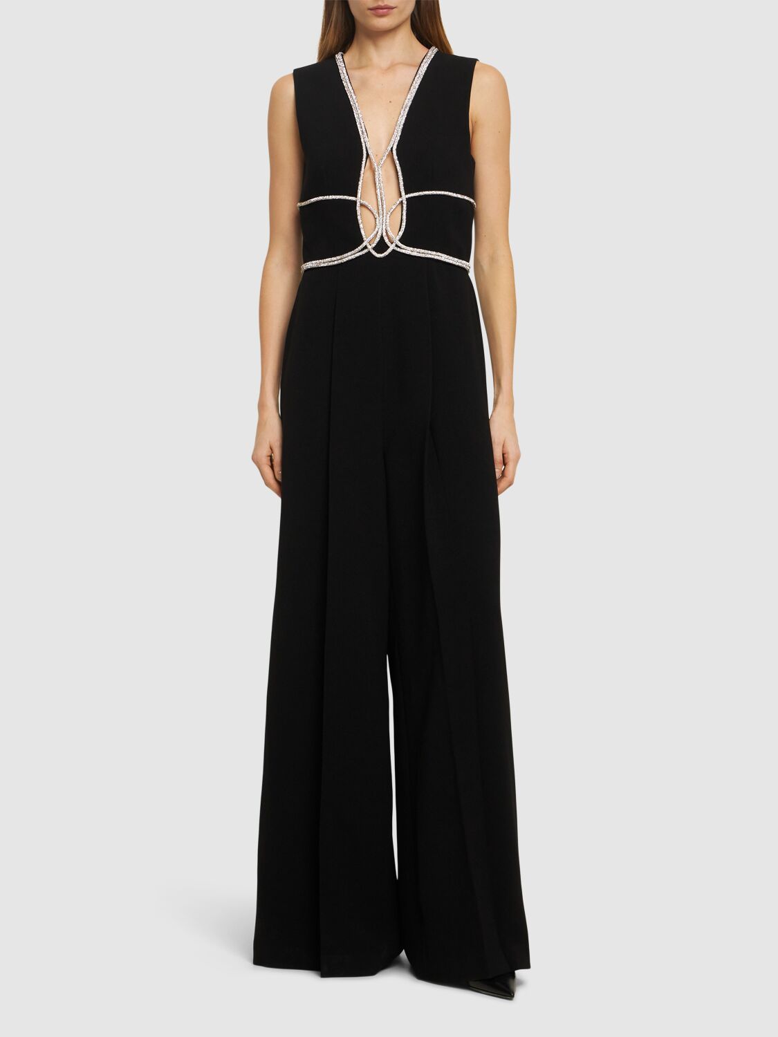 Cady V-neck Jumpsuit W/crystal Details
