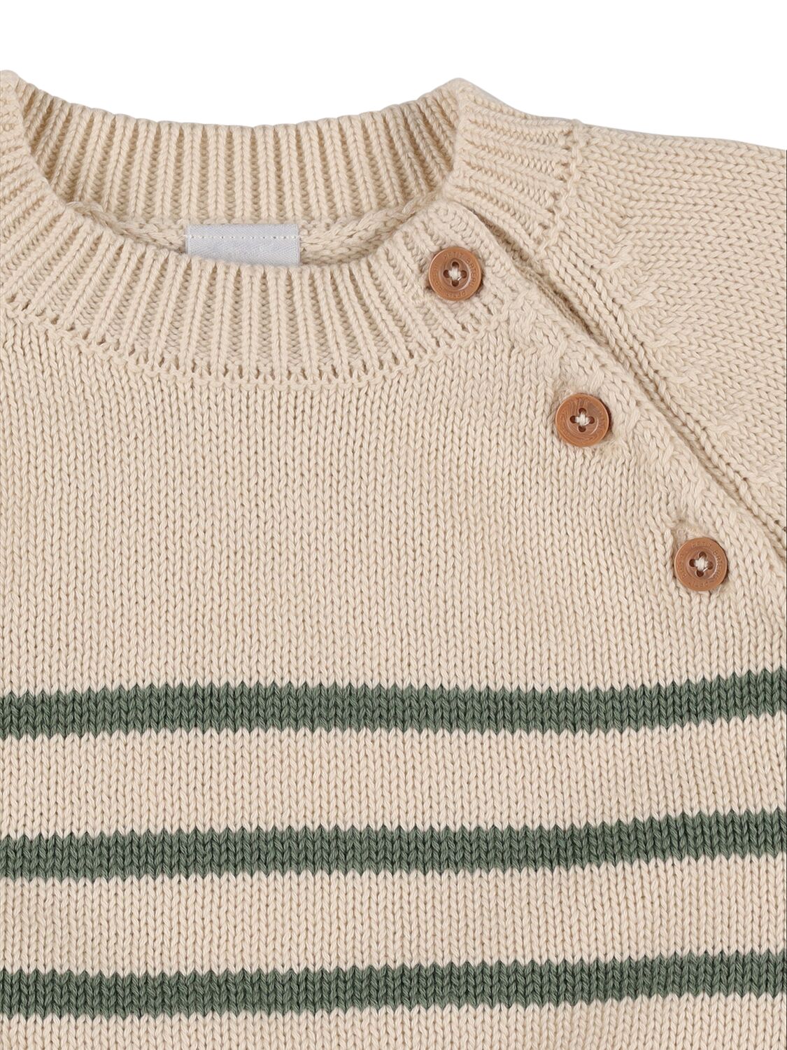Shop Petit Bateau Cotton Knit Sweater In White,green