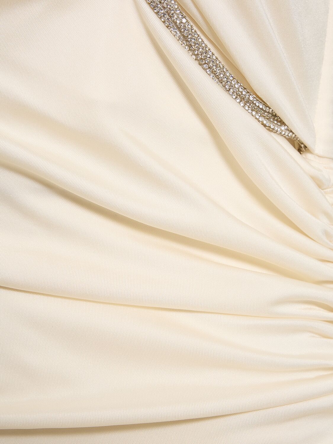 Shop Zuhair Murad Draped Jersey Crossed Neck Long Dress In Ivory