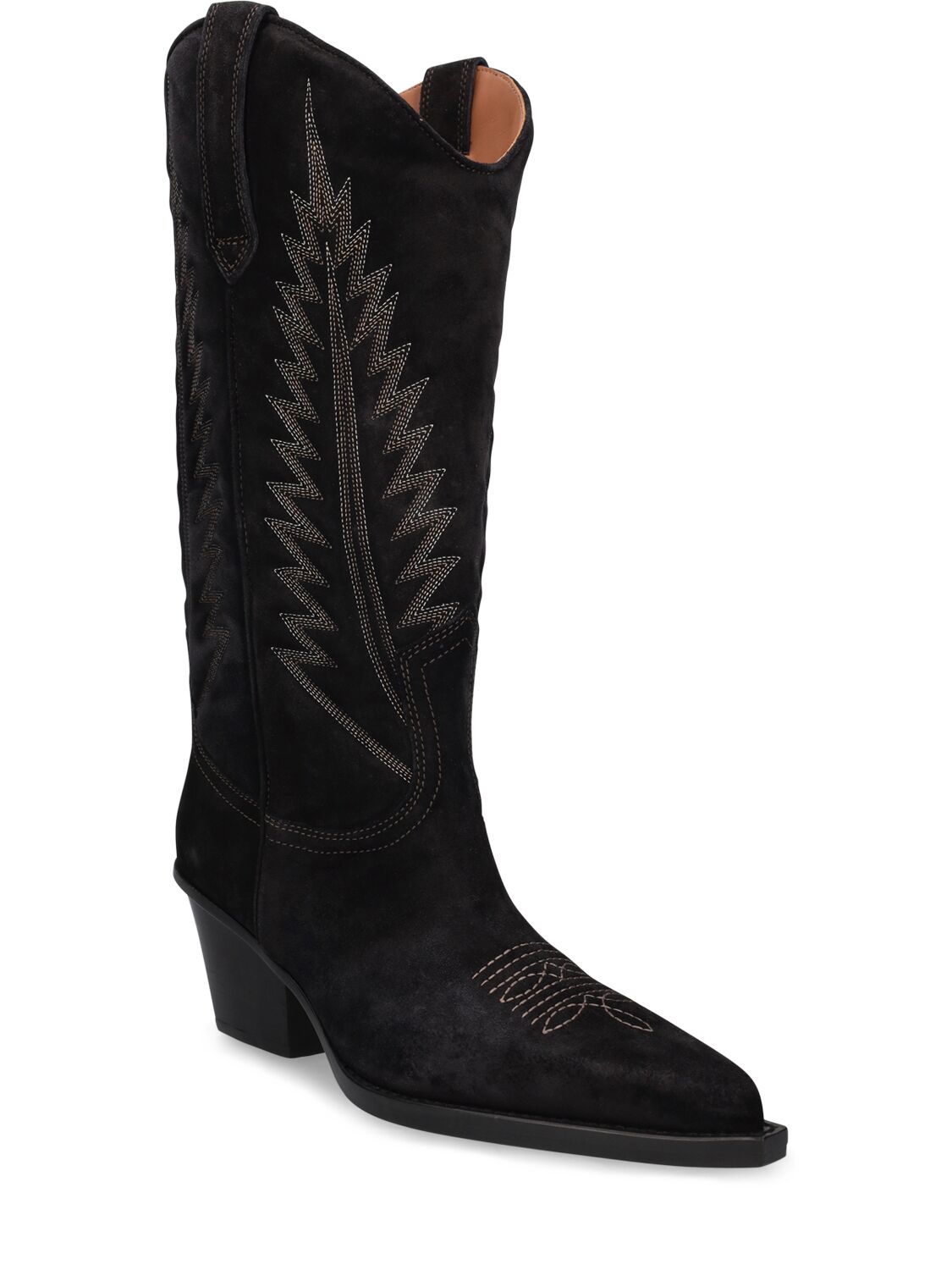 Paris Texas Rosario Embroidered Textured And Croc-effect Leather Cowboy Boots In Black