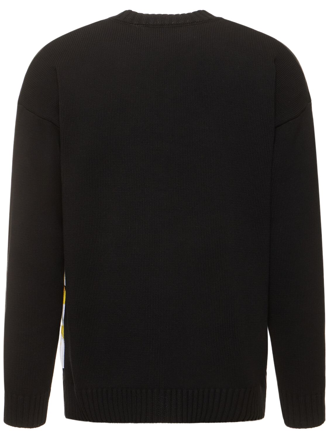 Shop Msgm Daisy Intarsia Cotton Knit Sweater In Black