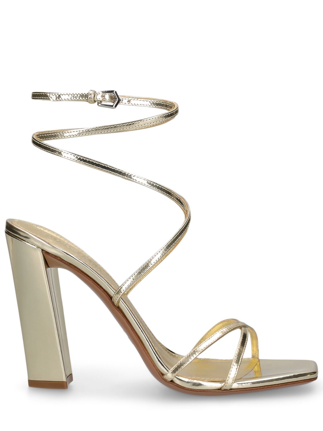 Paris Texas 105mm Diana Mirror Leather Sandals In Gold