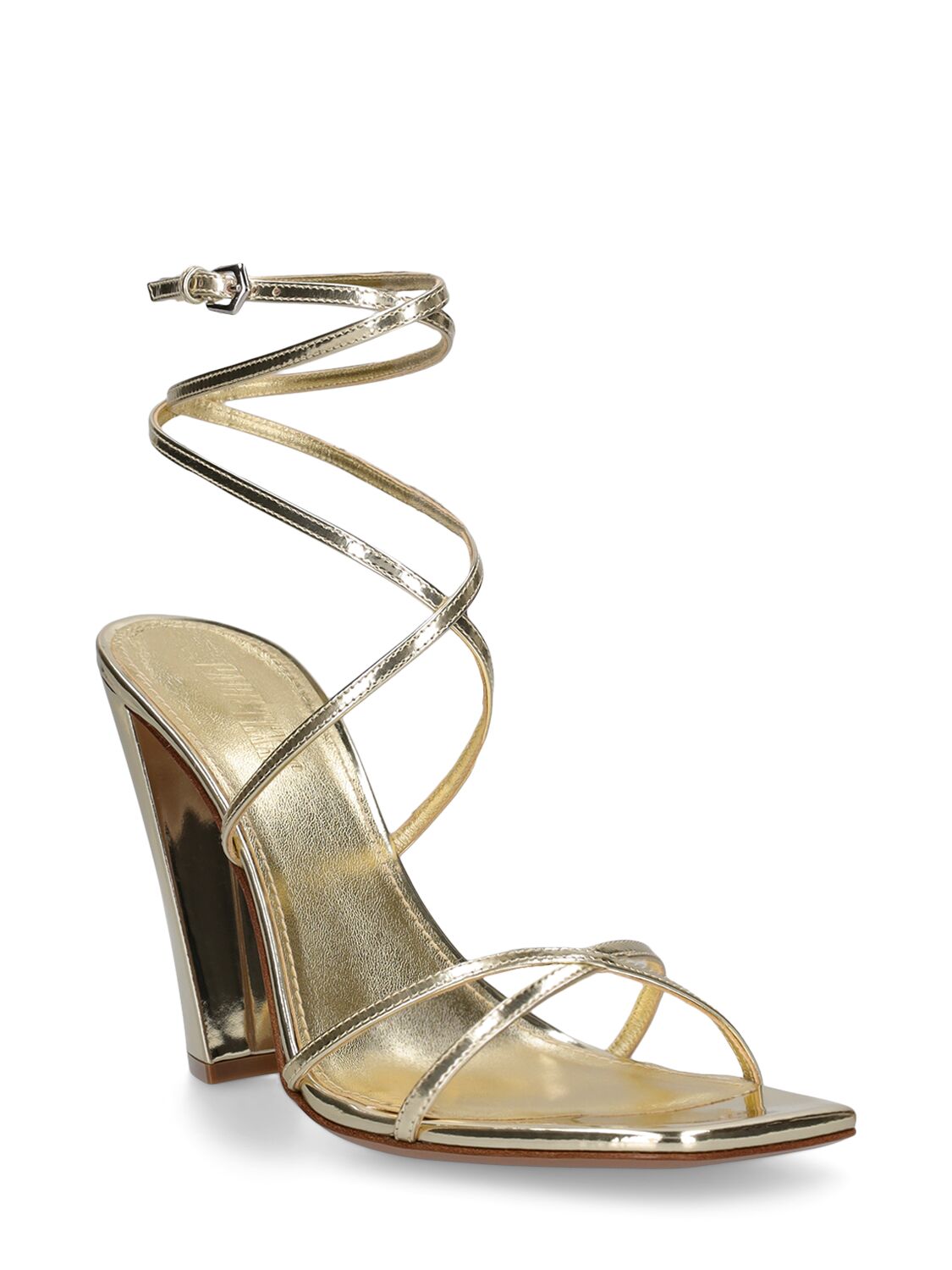 Shop Paris Texas 105mm Diana Mirror Leather Sandals In Gold