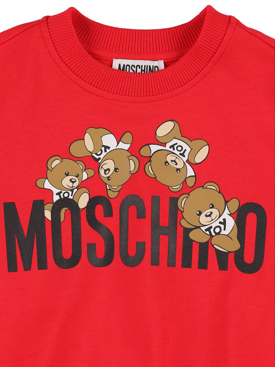 Shop Moschino Cotton Crewneck Sweatshirt In Red