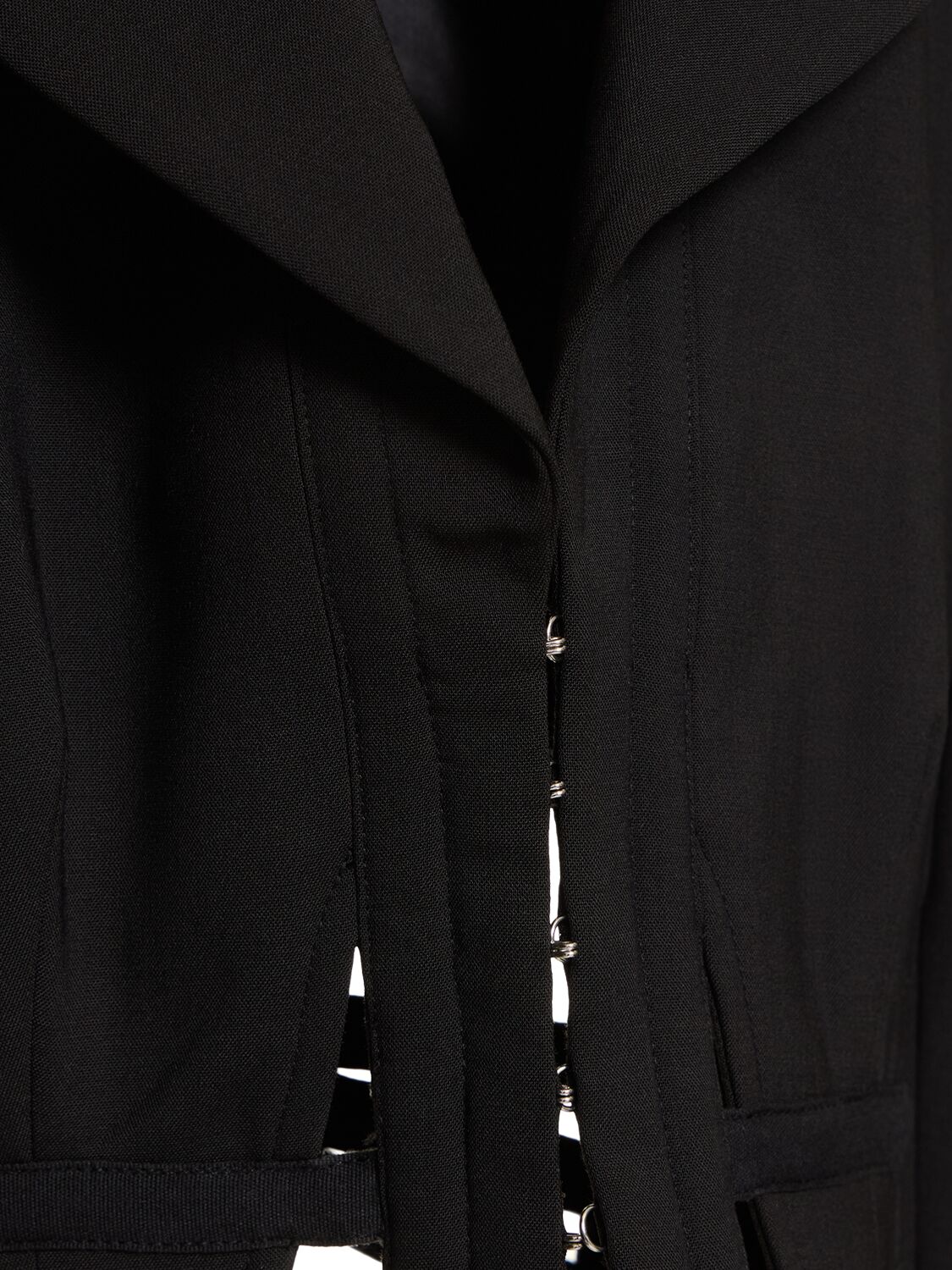 Shop Dion Lee Wool Blend Corset Cut Out Blazer In Black