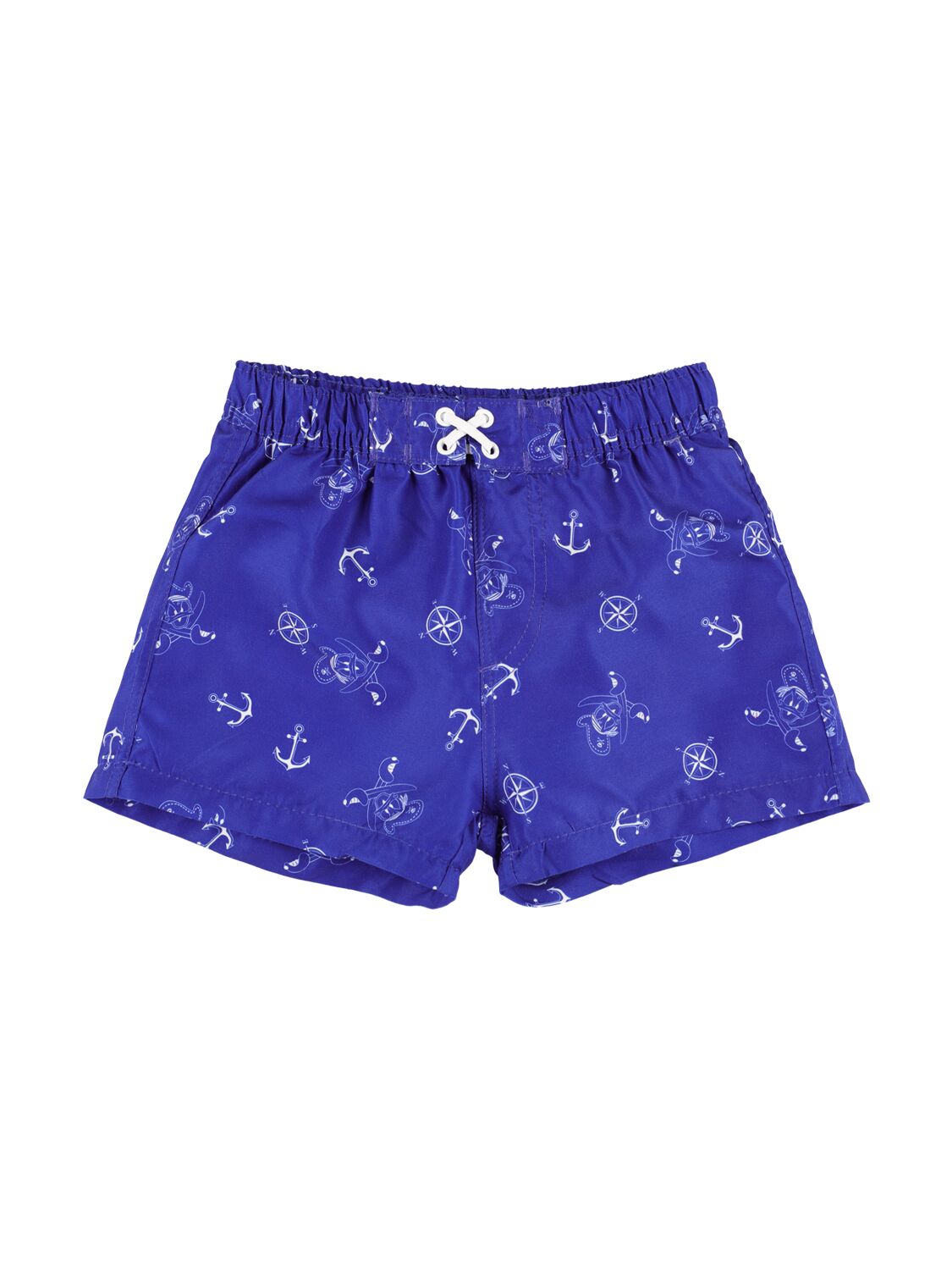 Monnalisa Kids' Printed Nylon Swim Shorts In Blue