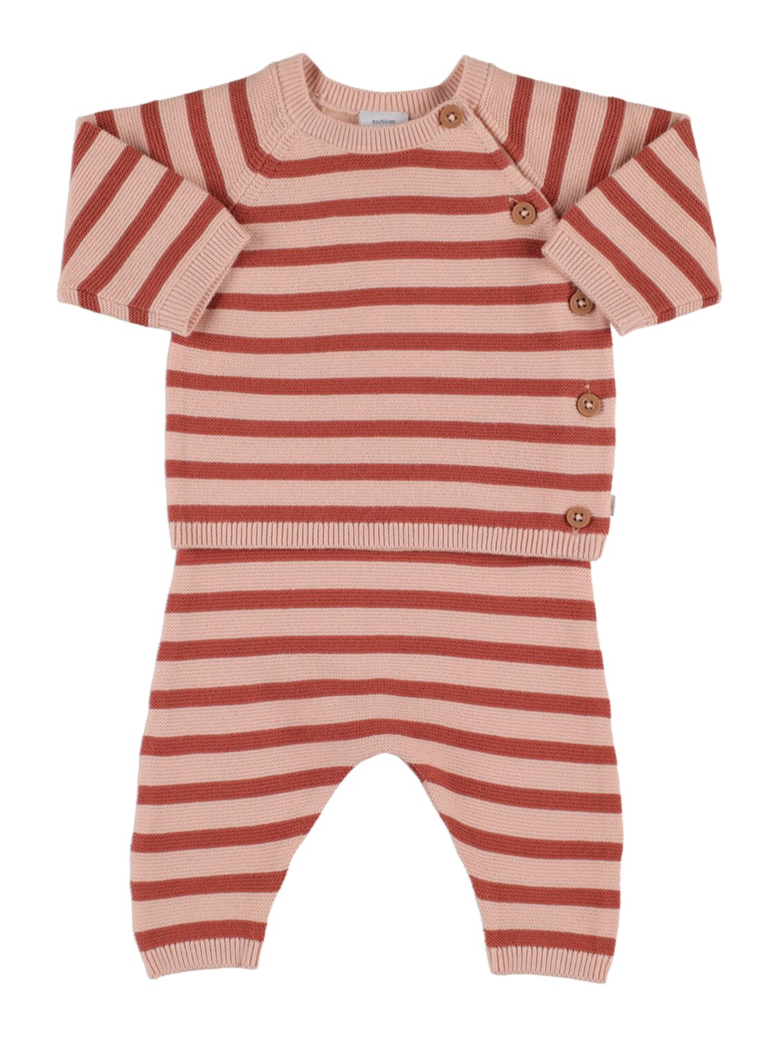 Petit Bateau Babies' Cotton Tricot Cardigan & Trousers In Pink,red