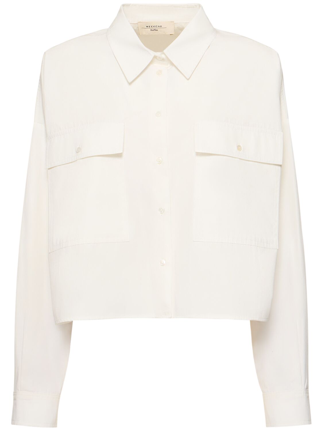 Shop Weekend Max Mara Carter Cotton Poplin Shirt In White