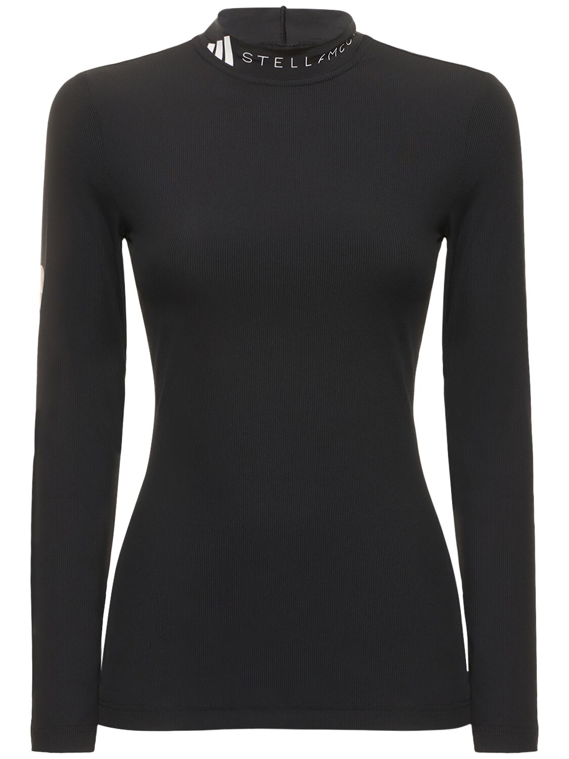 Adidas By Stella Mccartney Ribbed Long Sleeve Top In Black