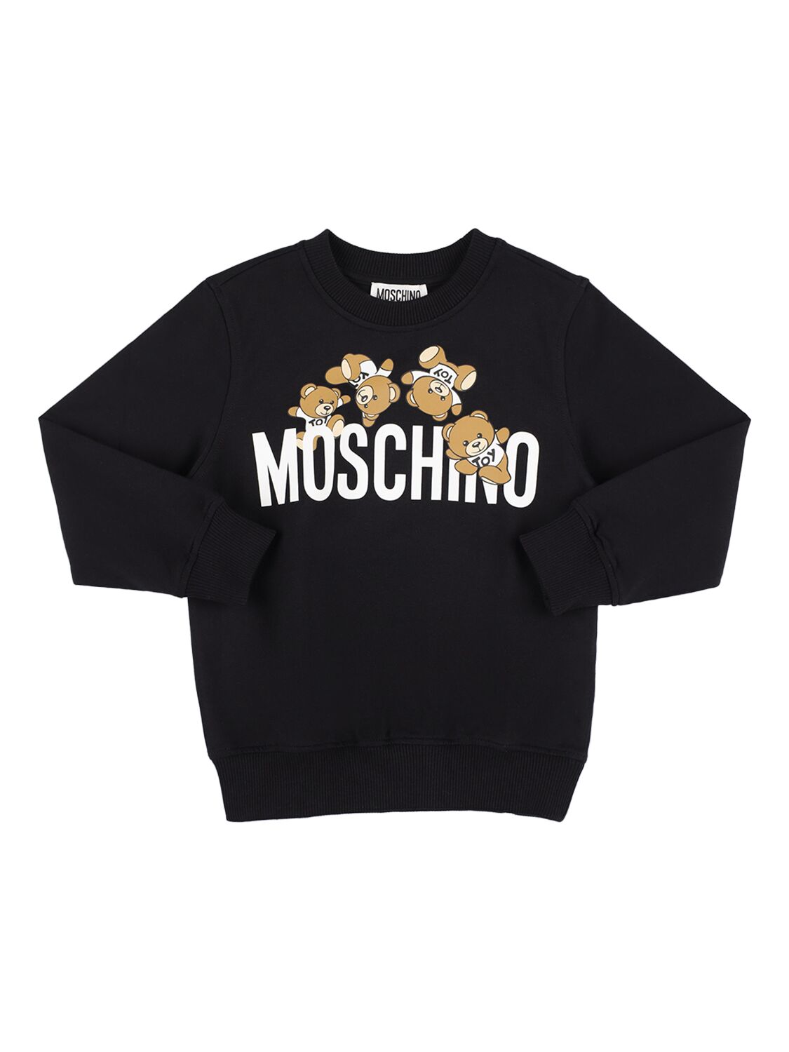 Moschino Kids' Cotton Crewneck Sweatshirt In Black