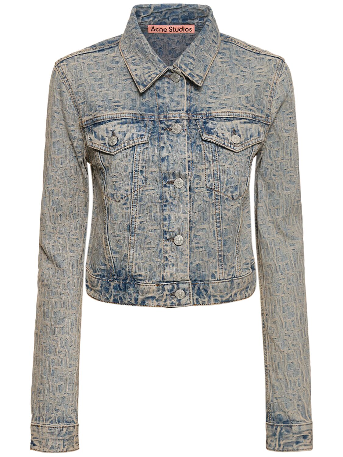 Shop Acne Studios Rose Monogram Cotton Denim Jacket In Multi,blue