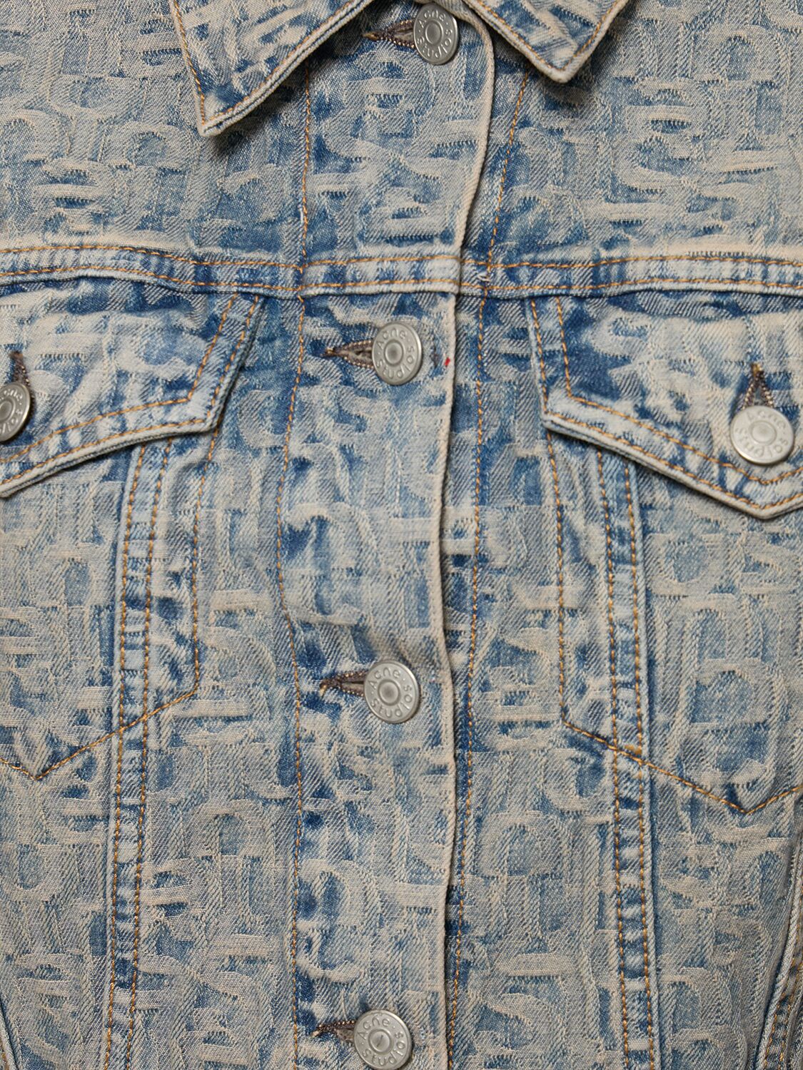 Shop Acne Studios Rose Monogram Cotton Denim Jacket In Multi,blue