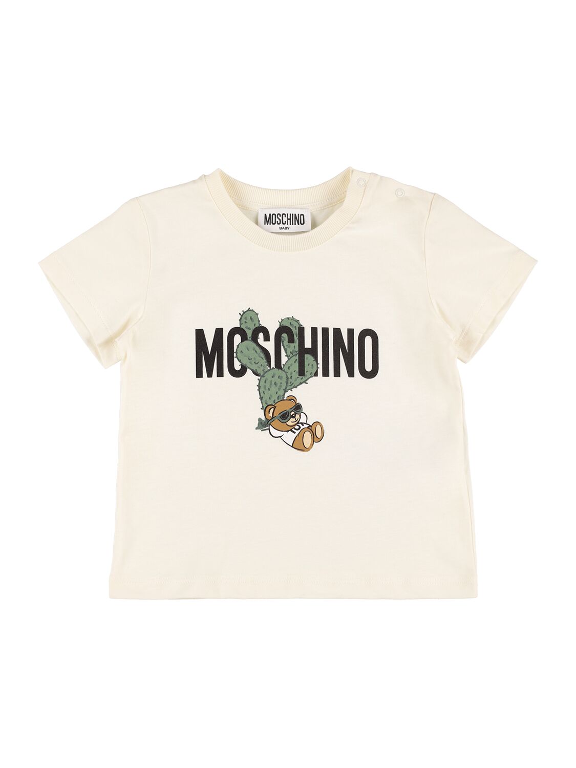 Moschino Kids' Cotton Jersey T-shirt In Off-white