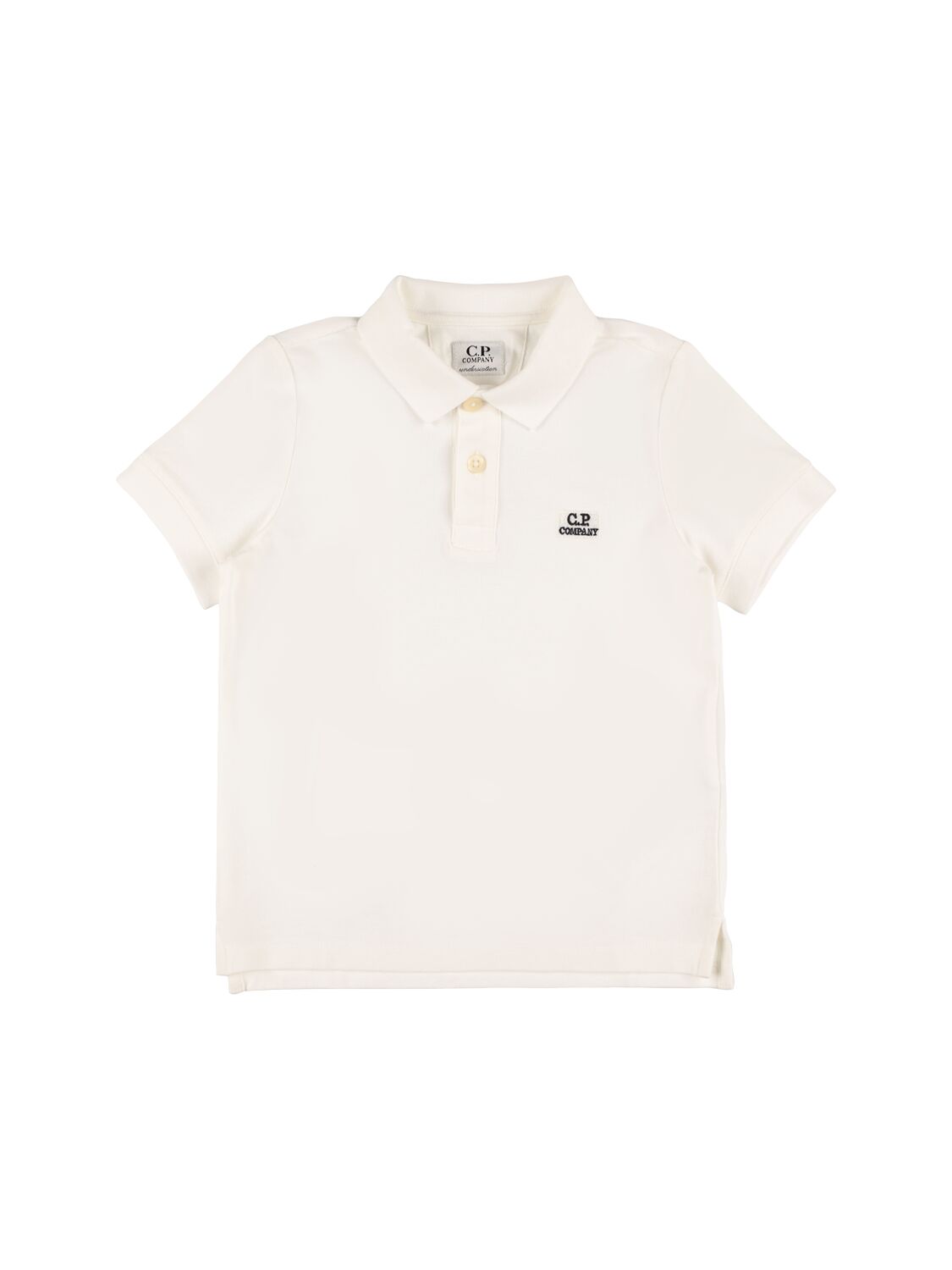 C.p. Company Kids' Embroidered Logo Piqué Polo In White