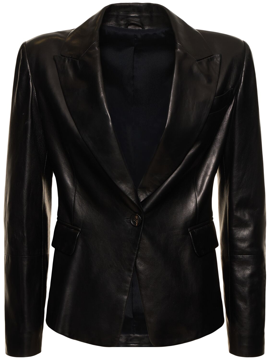 Shop Brunello Cucinelli Single Breasted Leather Jacket In Black