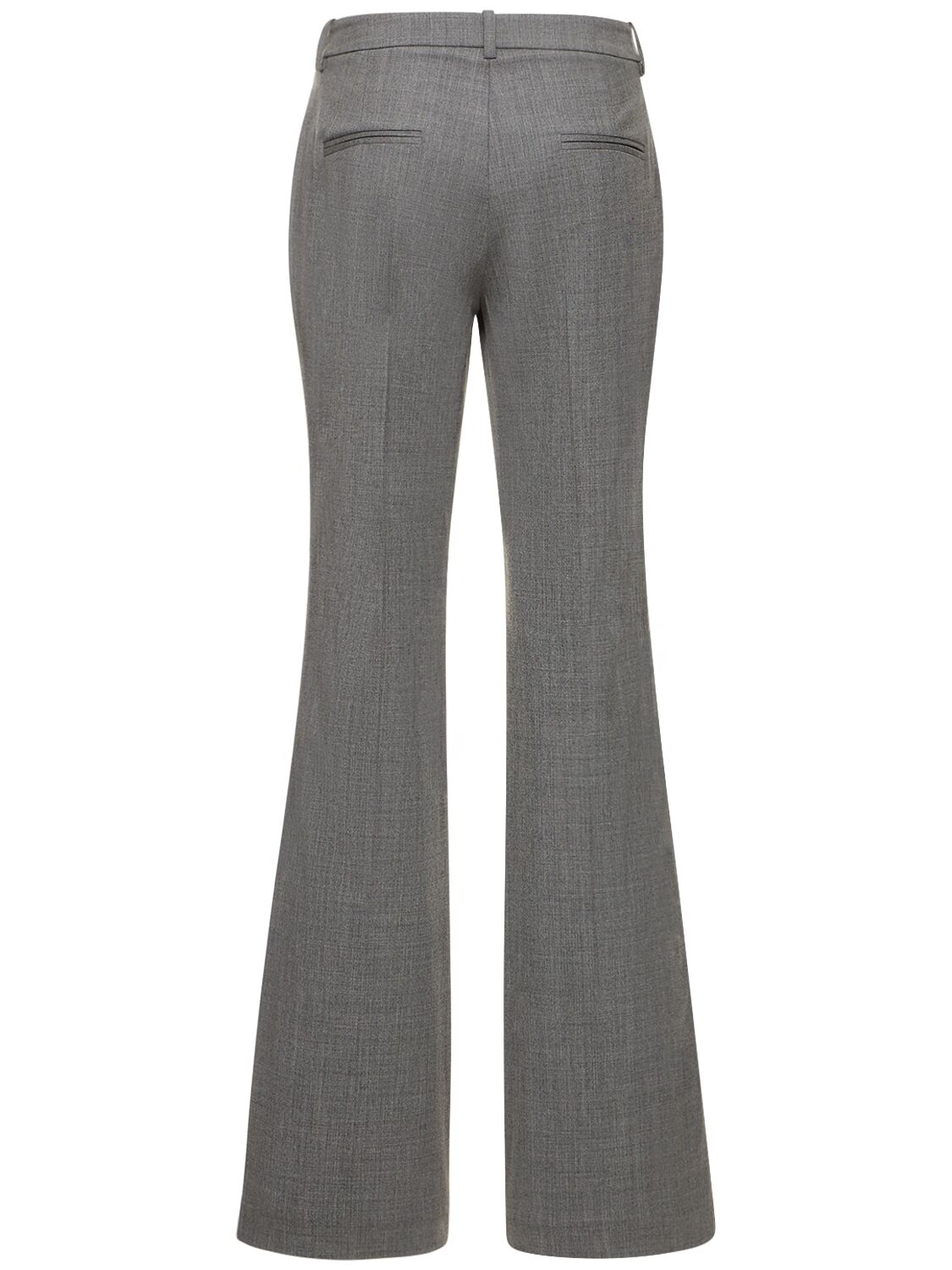 Shop Michael Kors Haylee Mid Rise Wool Flared Pants In Grey