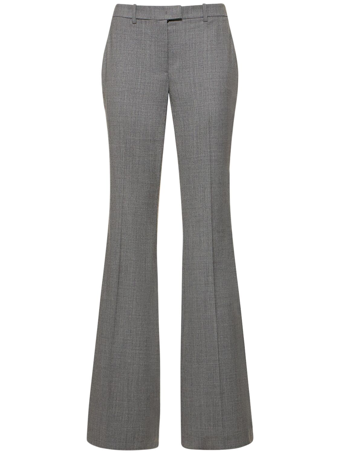 Michael Kors Haylee Mid Rise Wool Flared Trousers In Grey