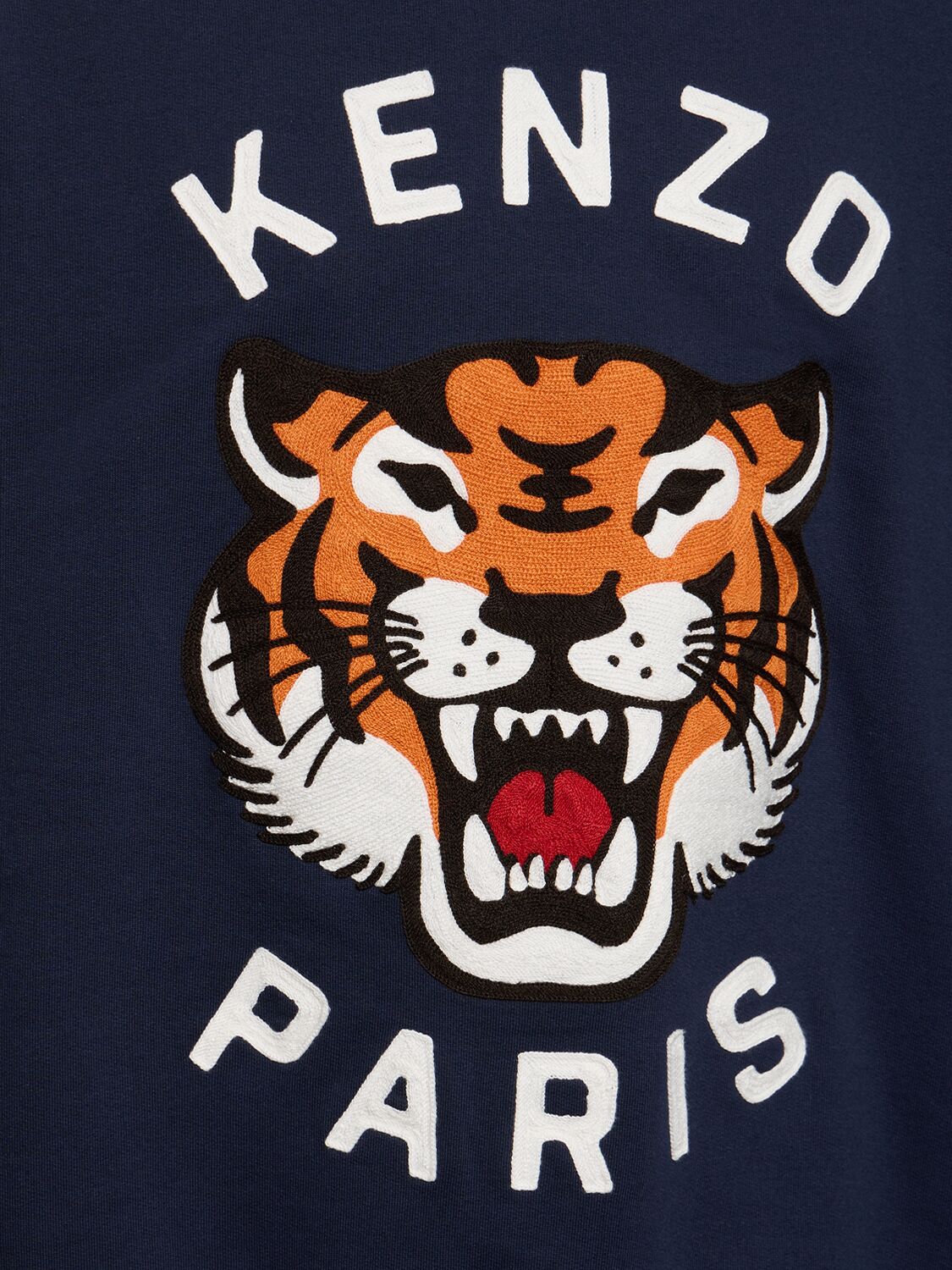 Shop Kenzo Tiger Embroidery Cotton Sweatshirt In Navy