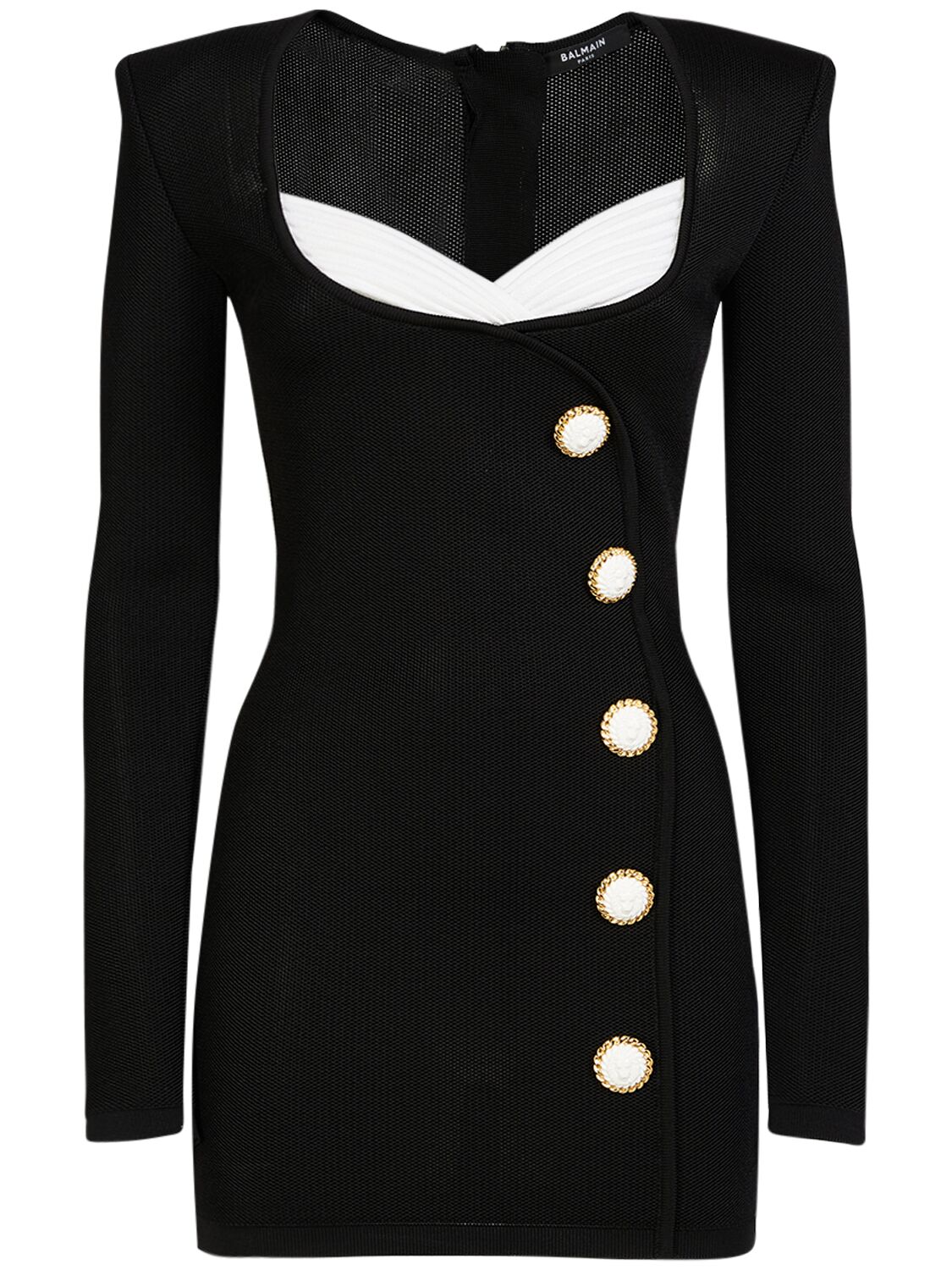 Balmain Tailored Viscose Bodycon Mini Dress In Black,white