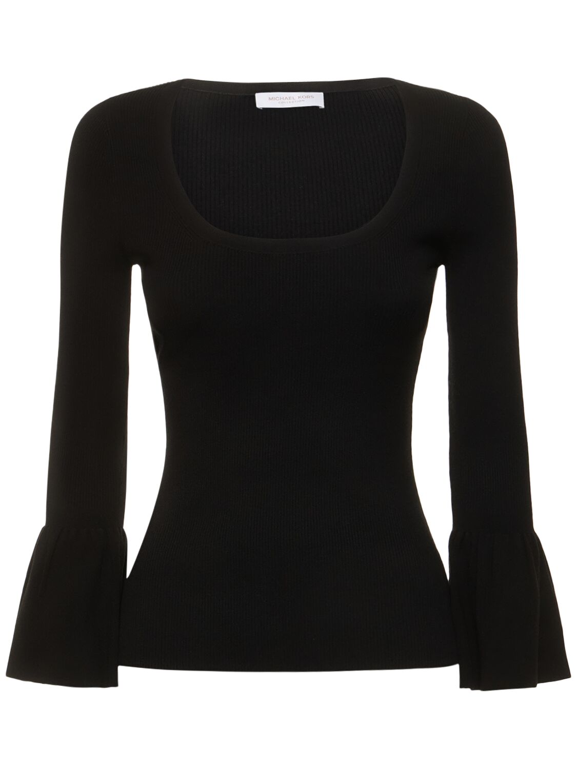 Shop Michael Kors Bell Sleeve Viscose Jersey Top In Black