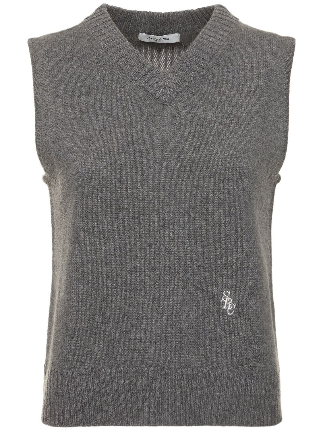 Sporty And Rich Src V Neck Cashmere Vest In Grey
