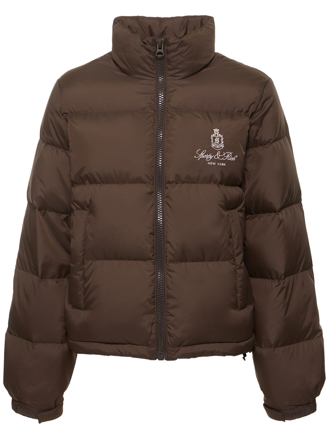 Sporty And Rich Vendome Cropped Down Jacket In Chocolate