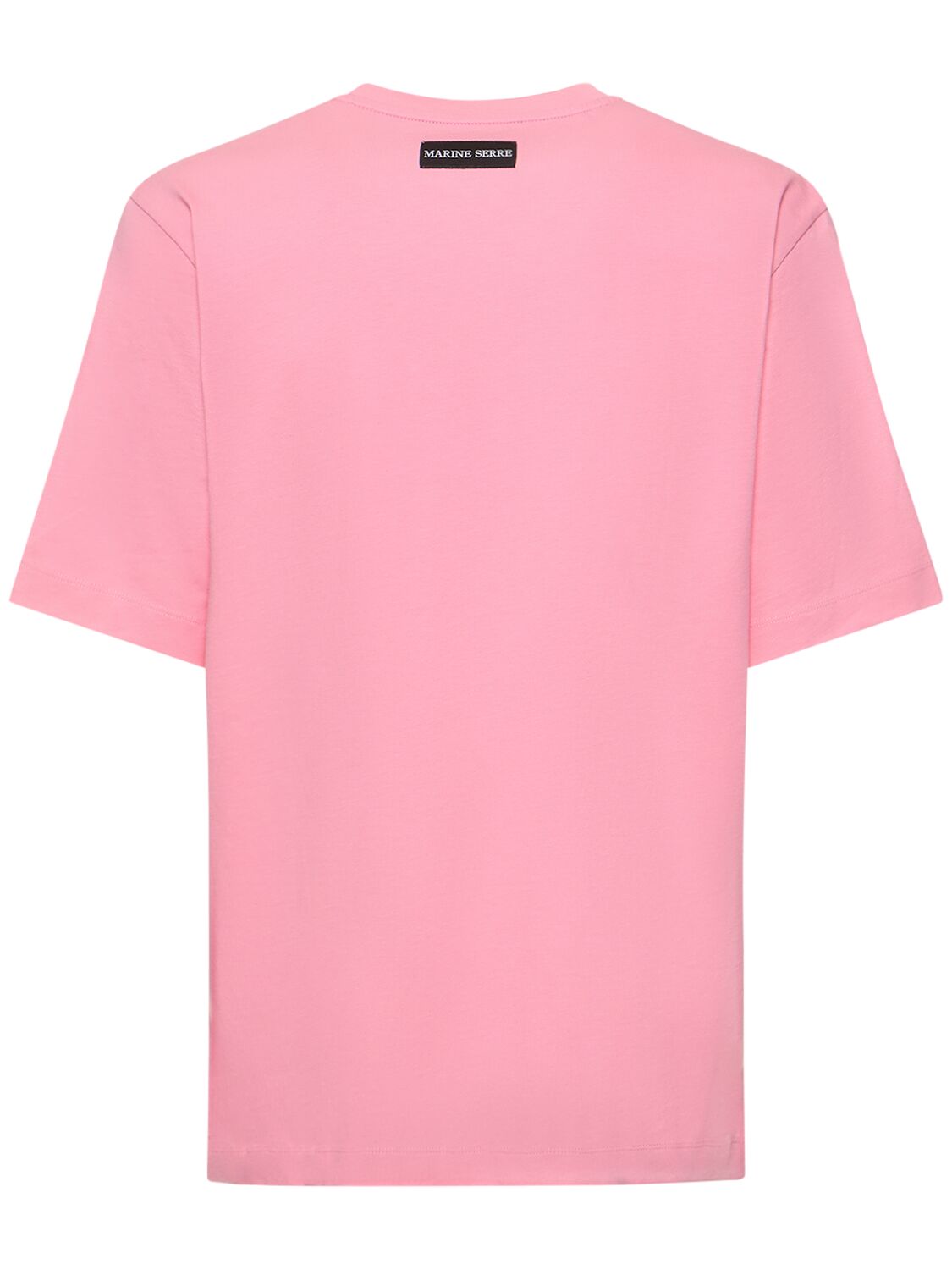 Shop Marine Serre Logo Organic Cotton Jersey T-shirt In Pink