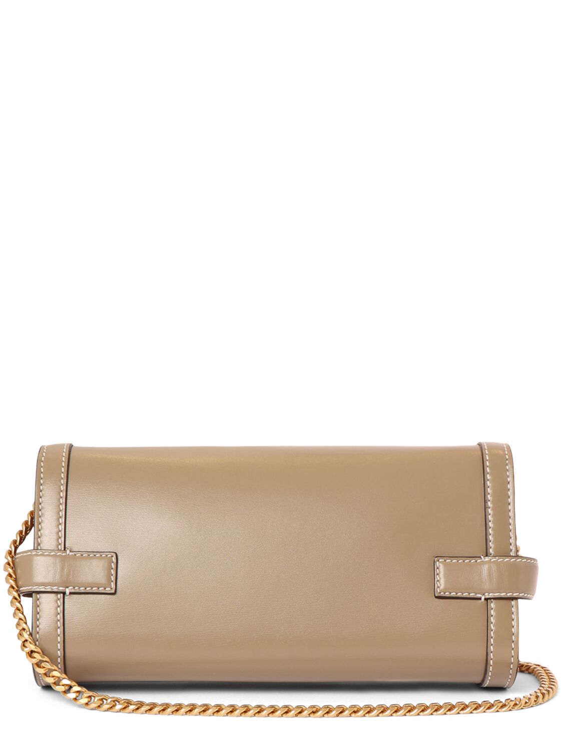 Shop Balmain Bbuzz 23 Leather Clutch In Taupe