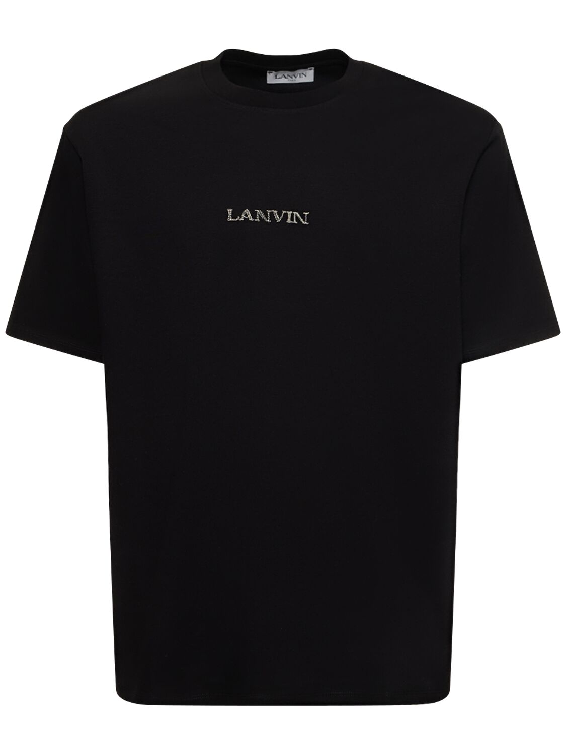 Lanvin Logo Embroidery Oversized Cotton T-shirt In Black