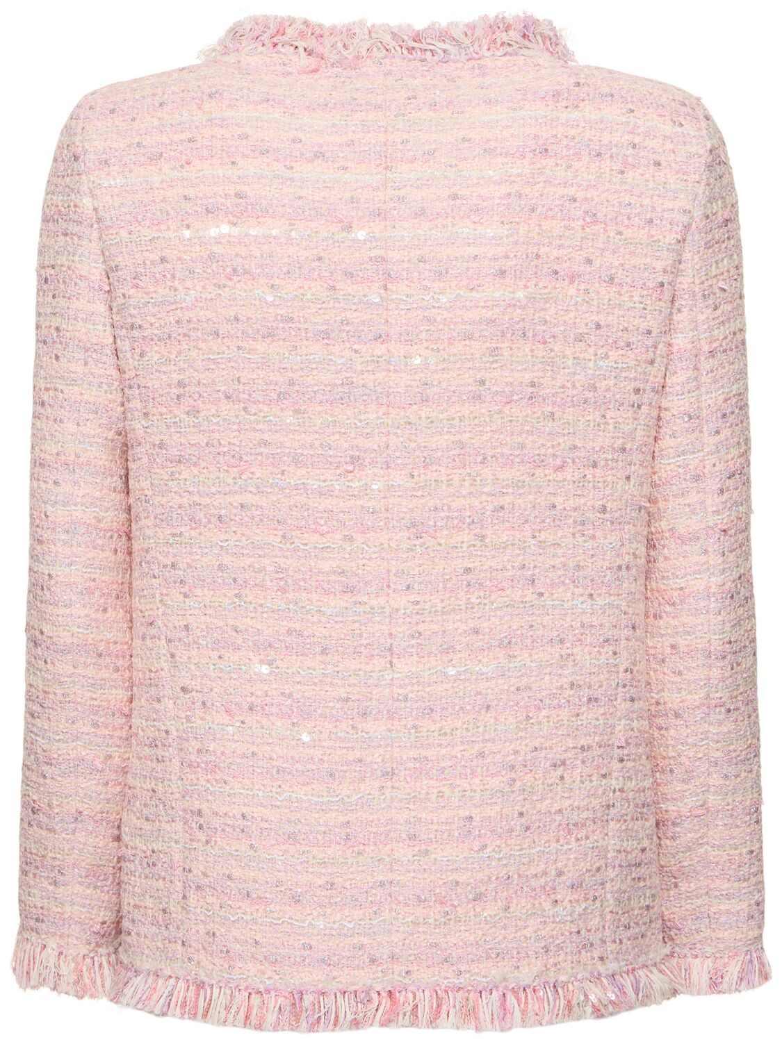 Shop Giambattista Valli Lurex Bouclé Single Breasted Jacket In White,pink