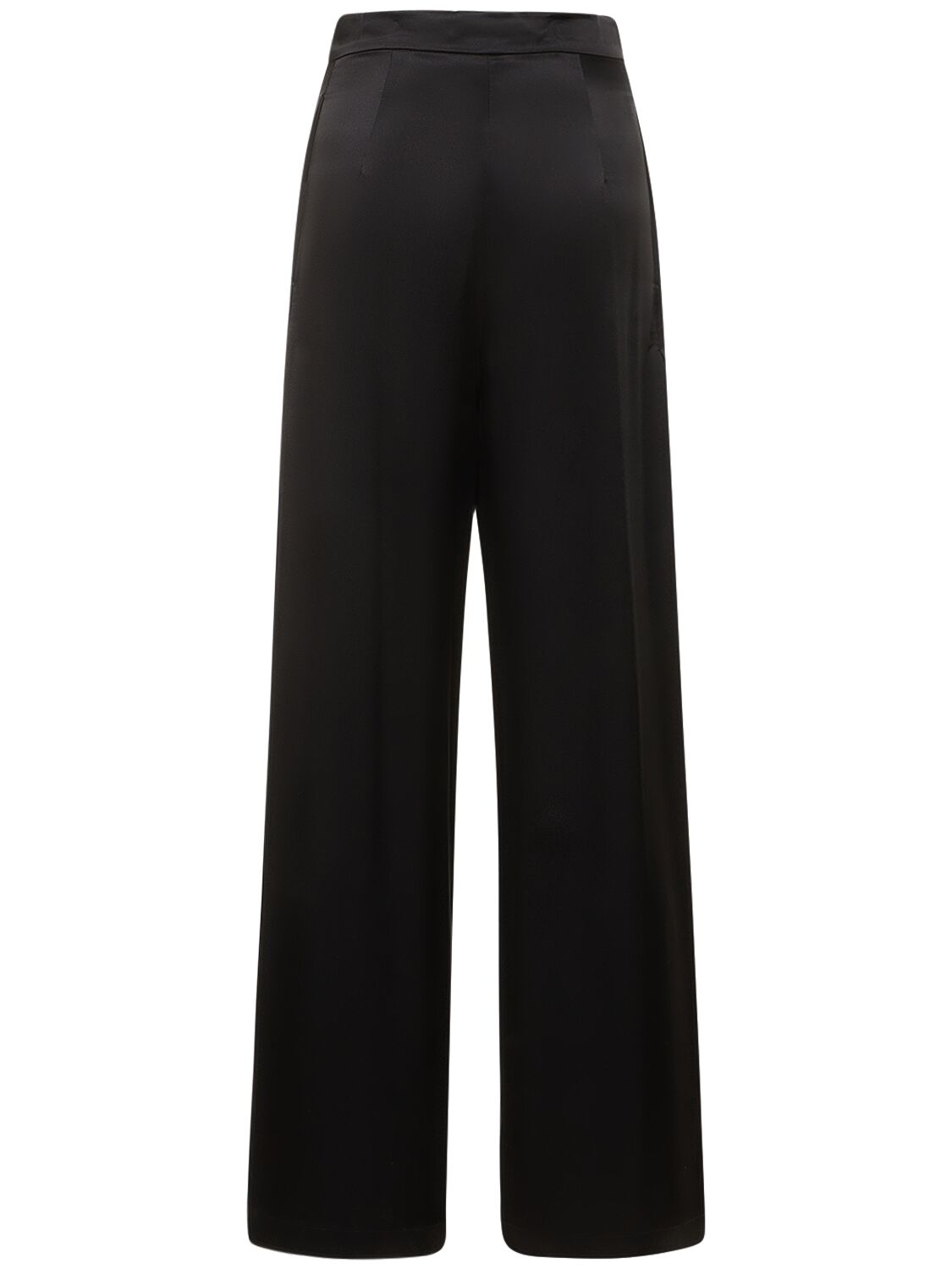 Max Mara Fiesta Silk Satin Slit Wide Pants In Black