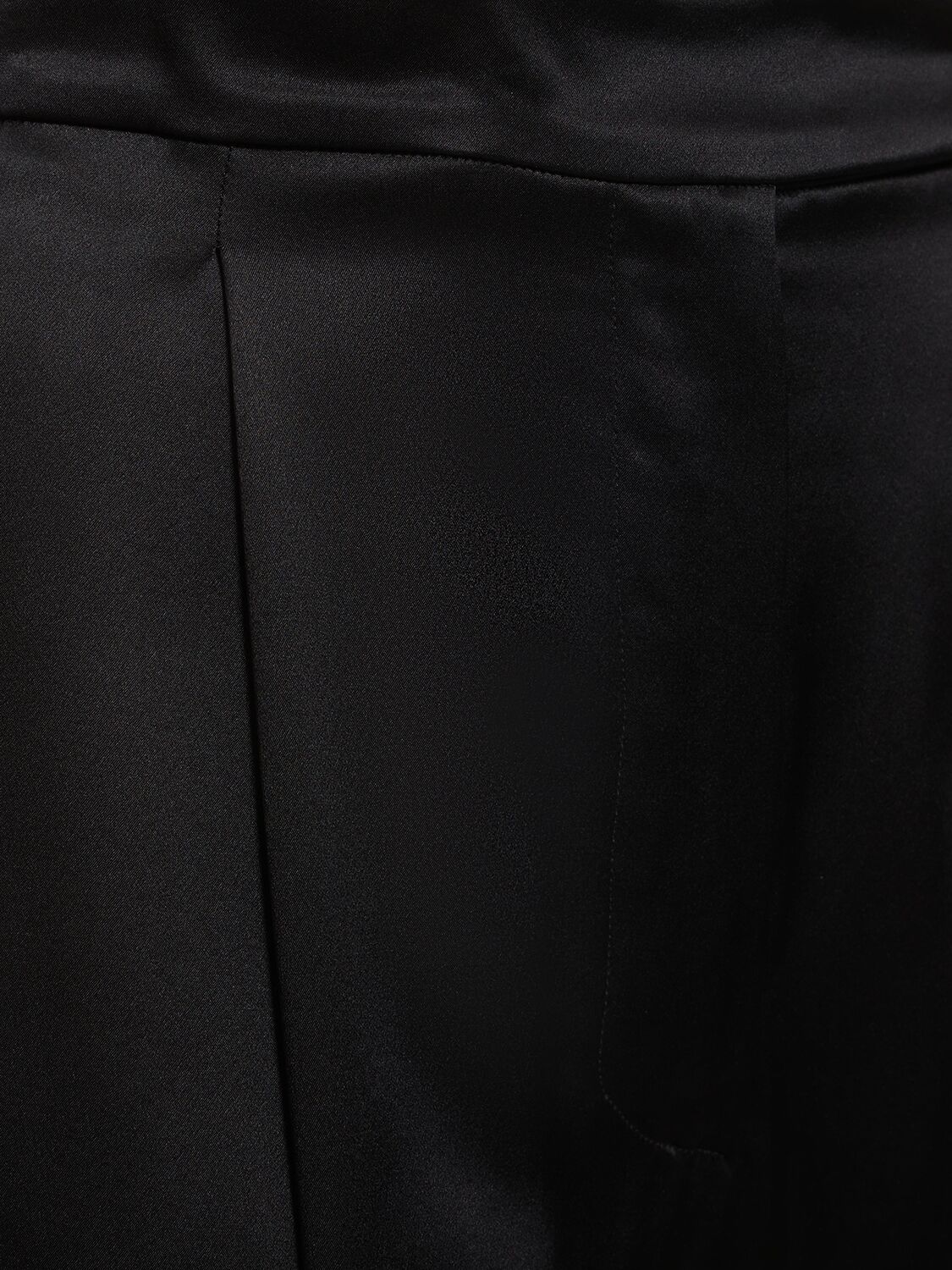 Max Mara Fiesta Silk Satin Slit Wide Pants In Black