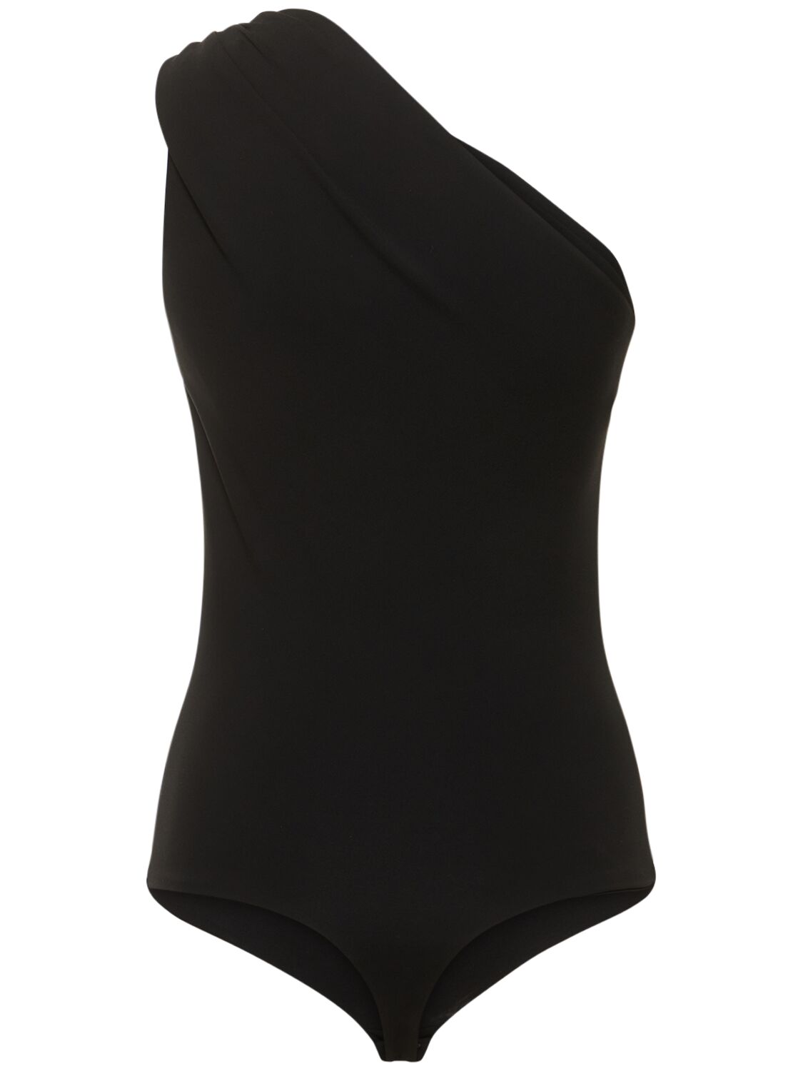 Shop Michael Kors Matte Jersey One-shoulder Bodysuit In Black
