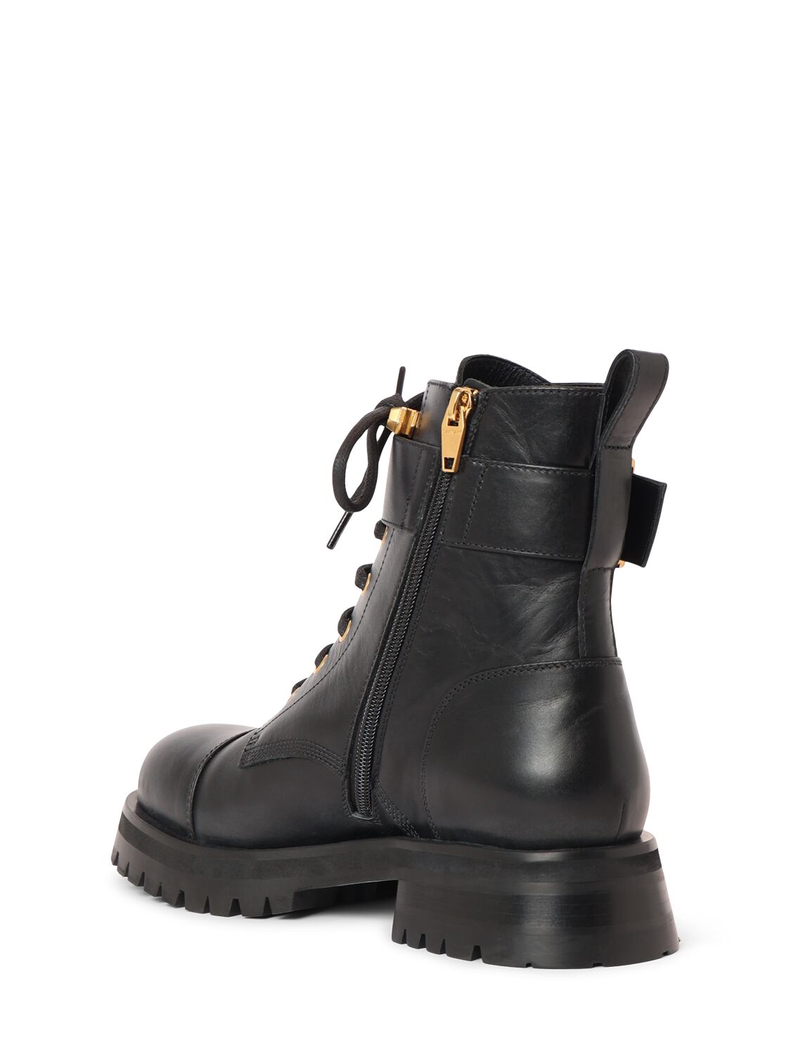 Shop Balmain 40mm Ranger Leather Combat Boots In Black